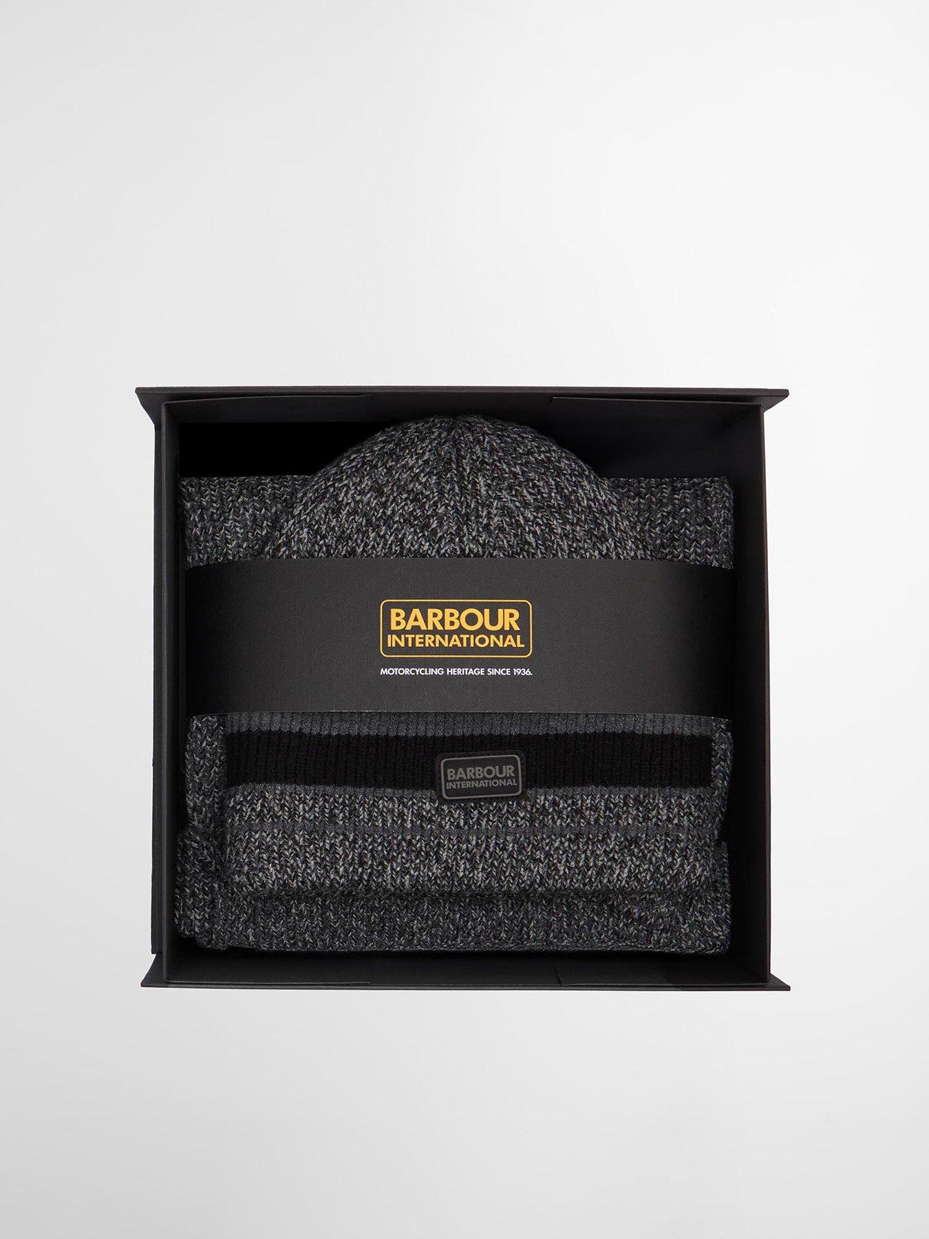  image of barbour-international-boston-beanie-amp-scarf-gift-set-grey
