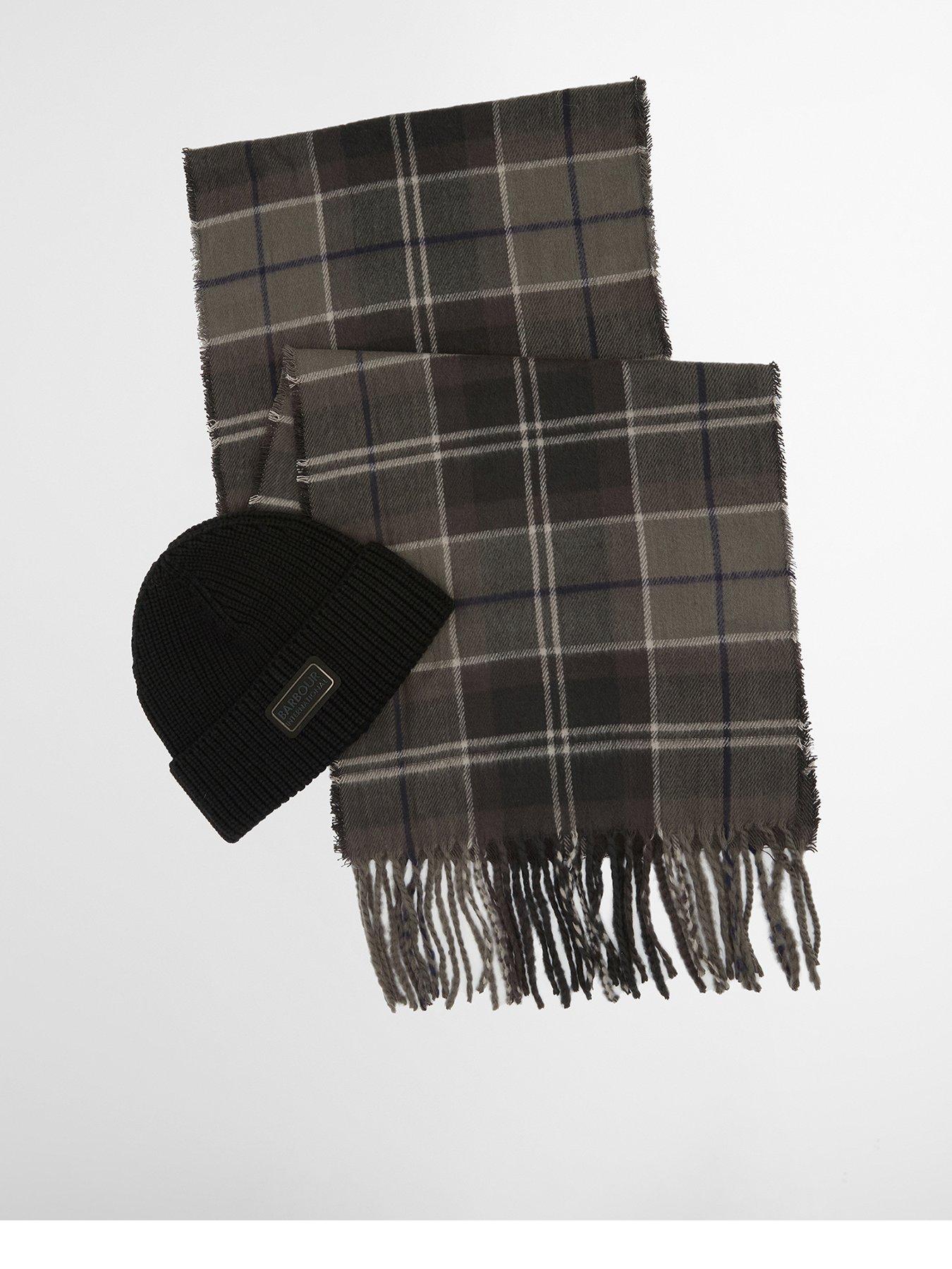 Barbour International Sweeper Beanie  &  Scarf Gift Set - Black/ Mutli