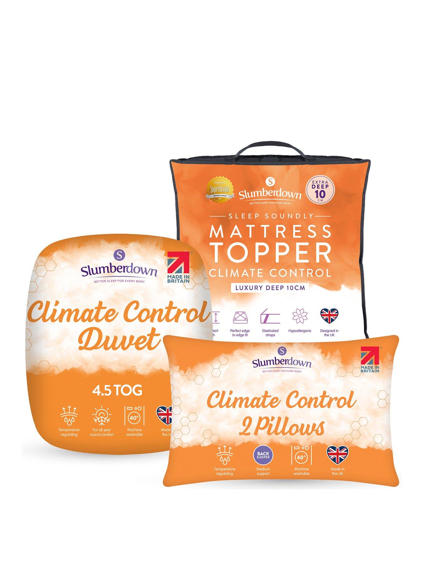 stillFront image of slumberdown-45-tog-climate-control-bedding-bundle-duvet-10cm-mattress-topper-pillow