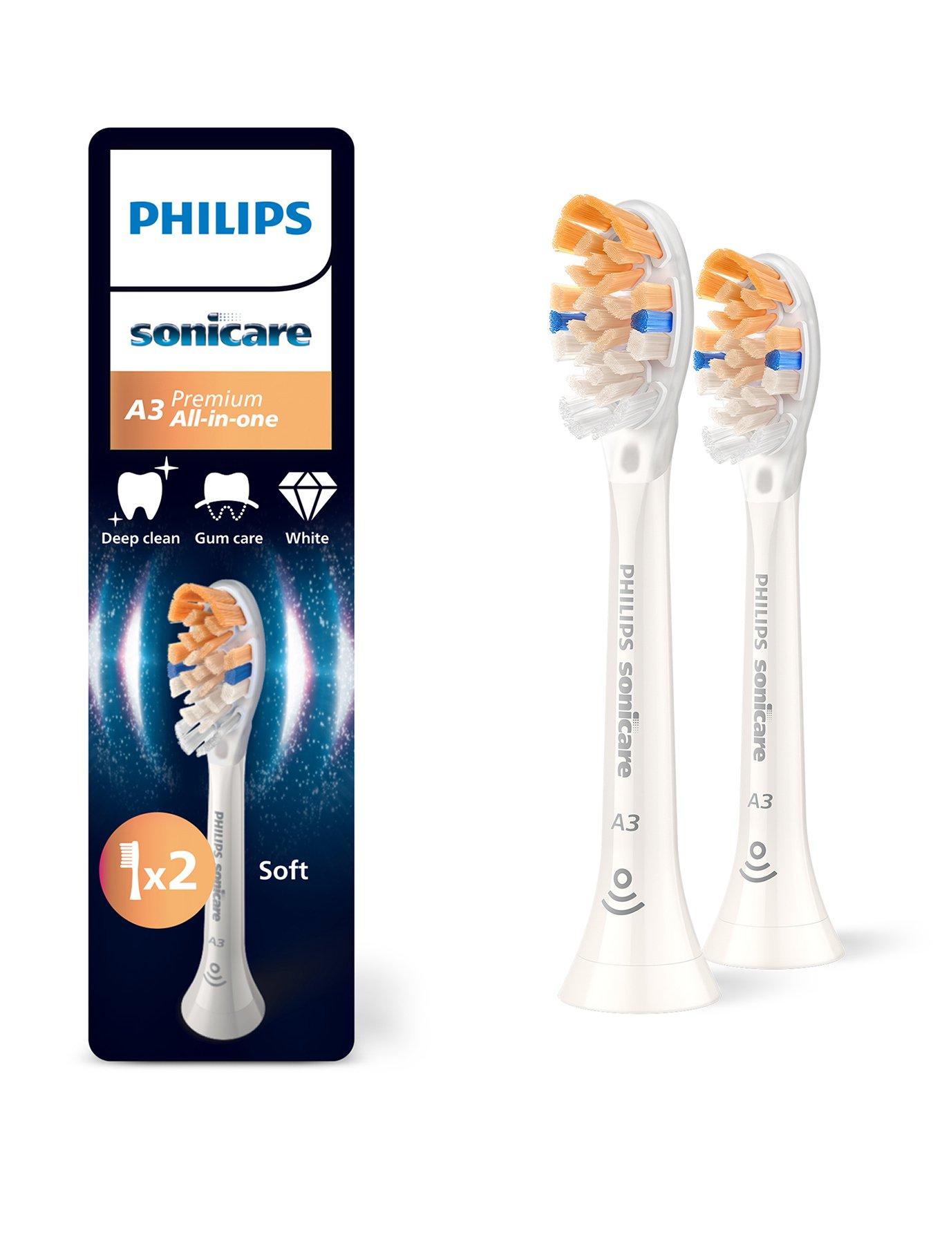 Philips Sonicare A3 Premium All-in-One, Genuine Replacement Toothbrush Heads, White, 2 Pack, HX9092/87