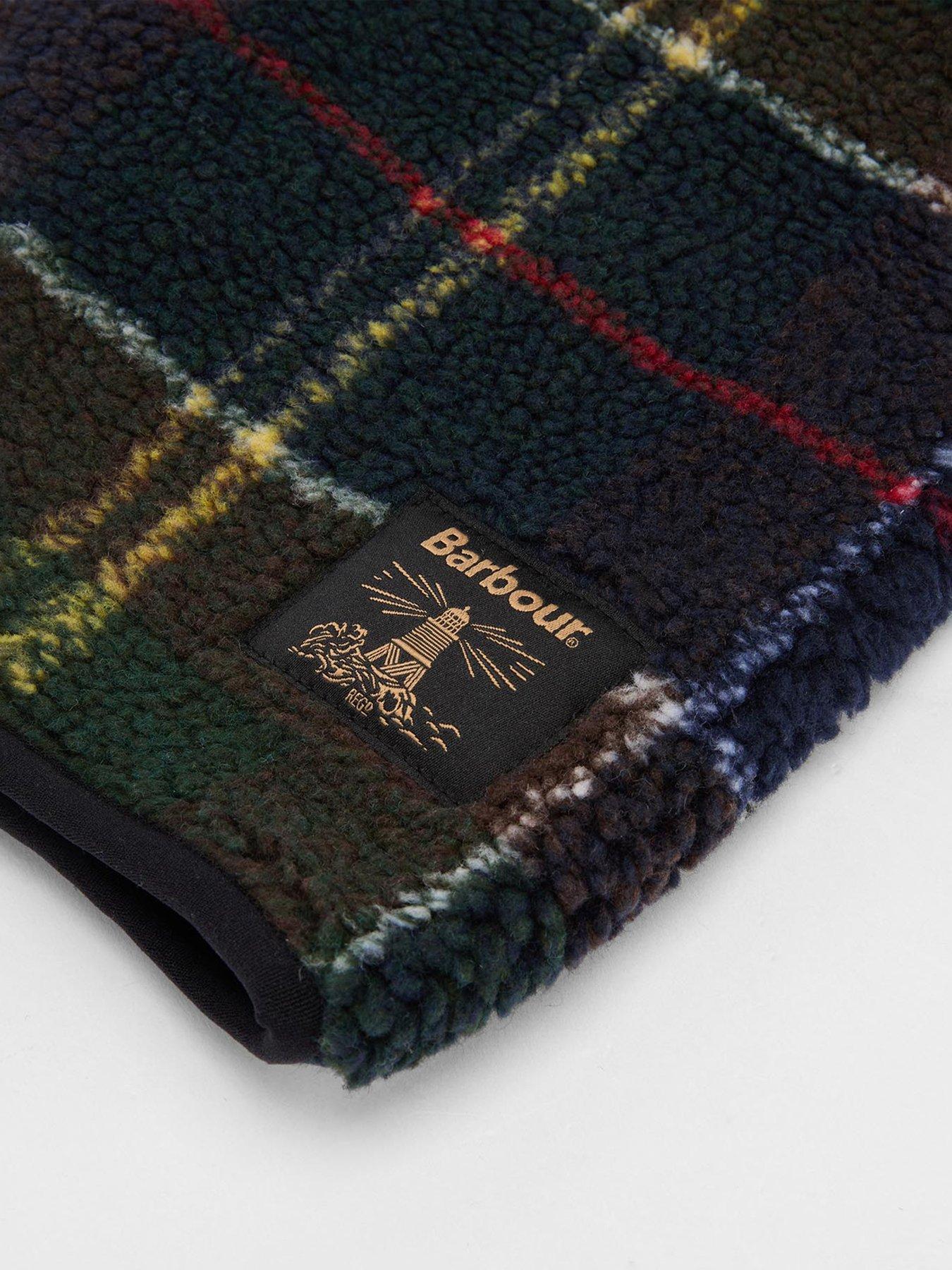 Image 2 of 4 of Barbour Field Fleece Tartan Snood Scarf - Navy