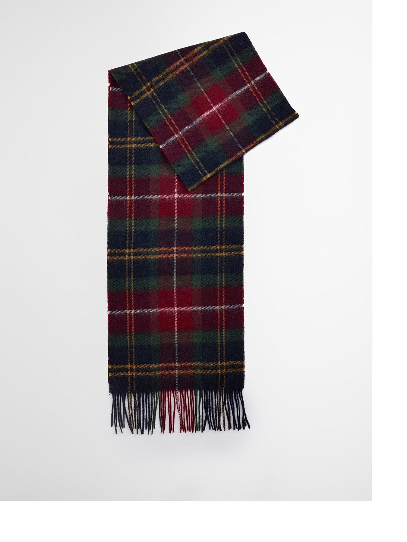 Barbour Wool And Cashmere Blend Tartan Scarf - Navy