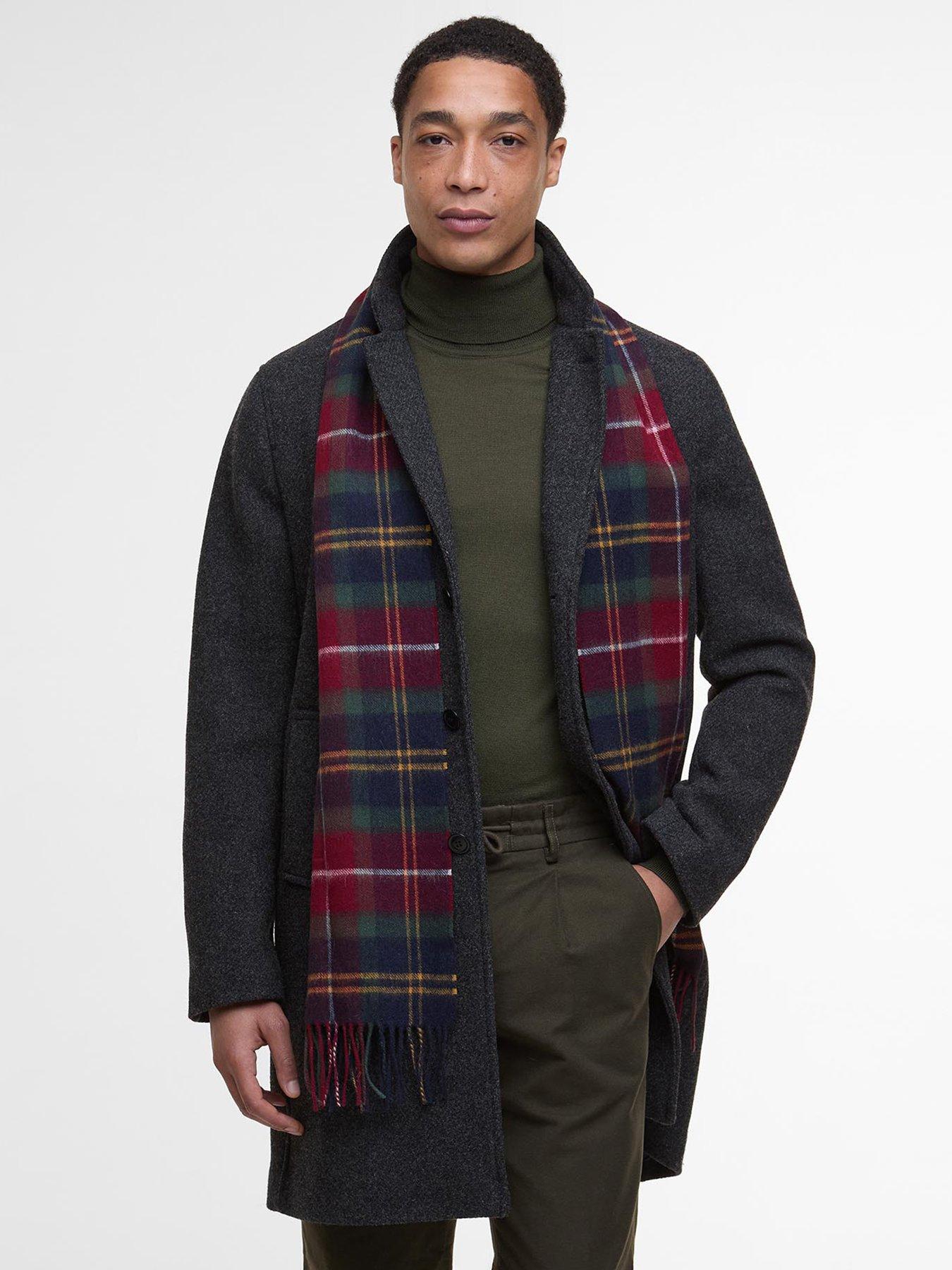  image of barbour-wool-and-cashmere-blend-tartan-scarf-red-multi