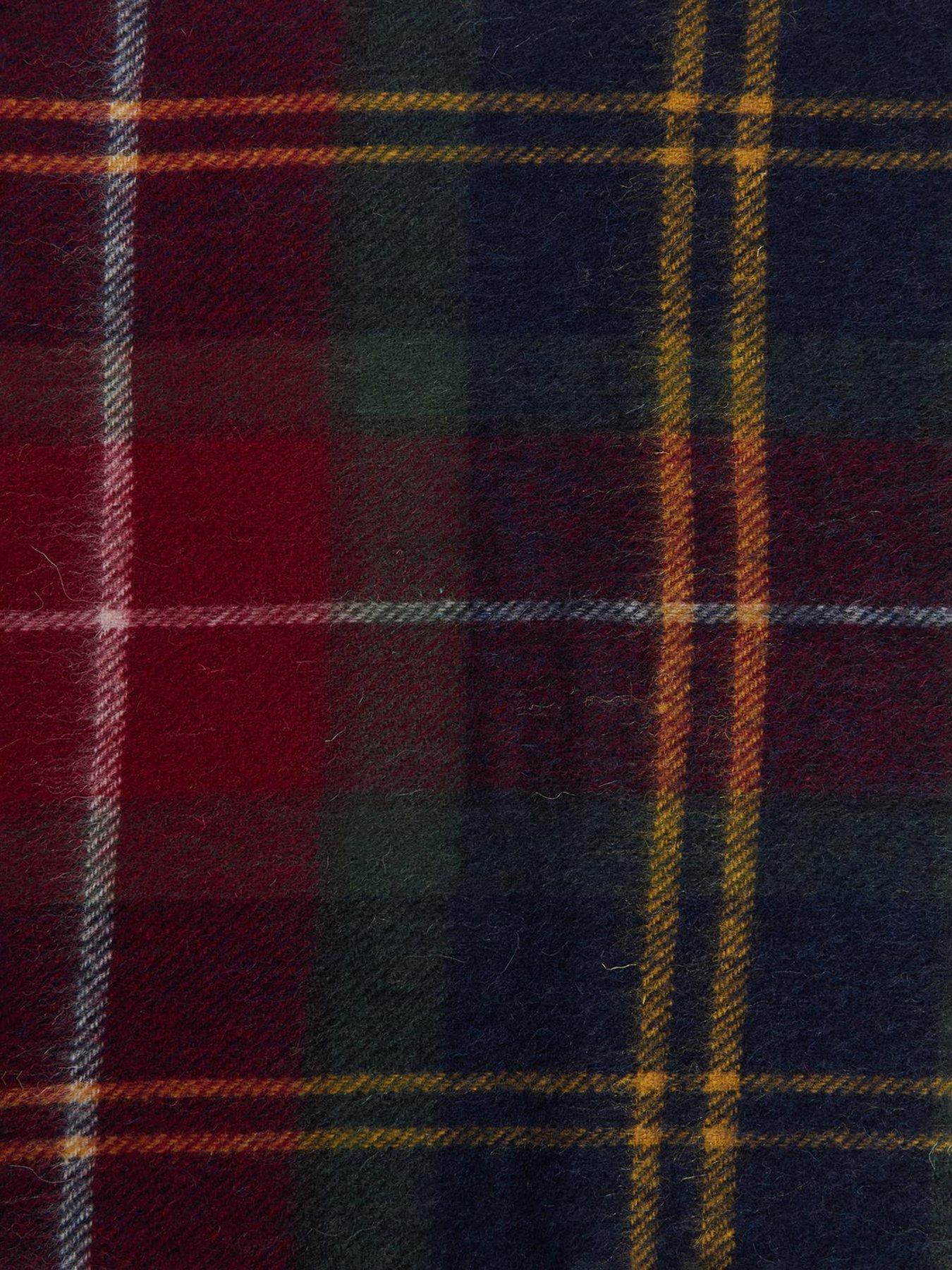  image of barbour-wool-and-cashmere-blend-tartan-scarf-red-multi