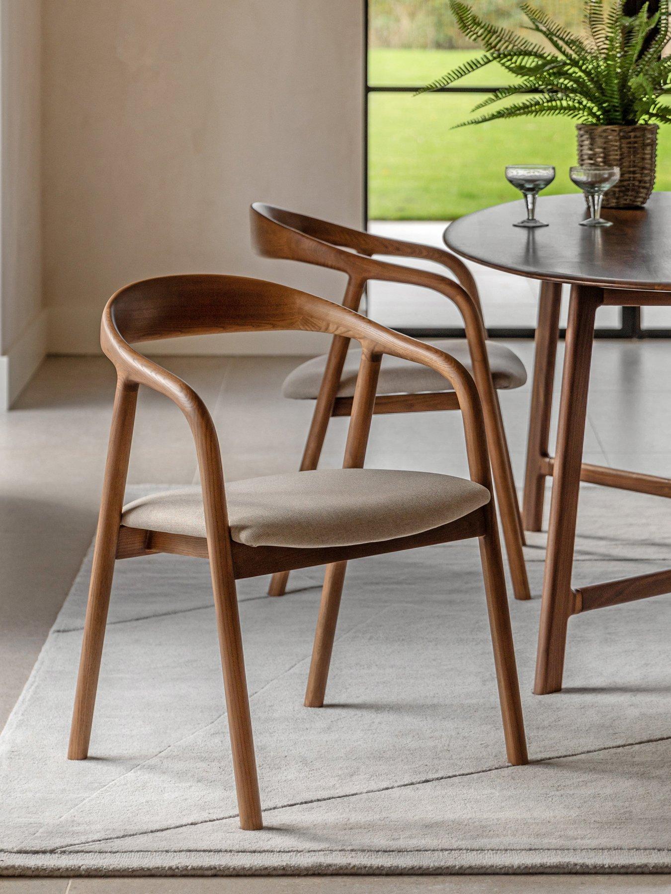 Image 1 of 6 of Gallery Direct Rayan Solid Wood Dining Chairs With Padded Seat - 2 Pack