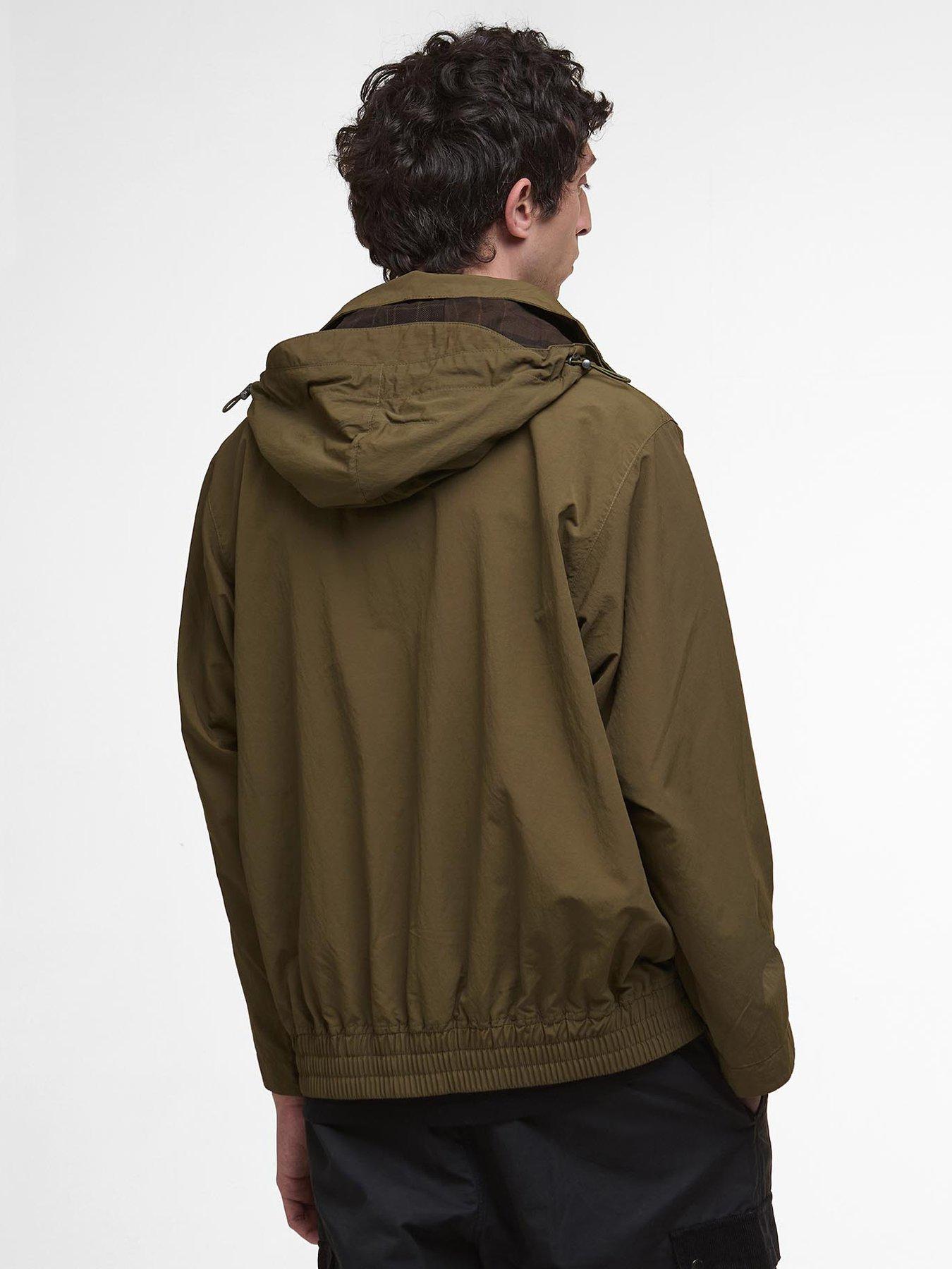  image of barbour-re-engineered-flight-bedale-hooded-showerproof-jacket-khaki