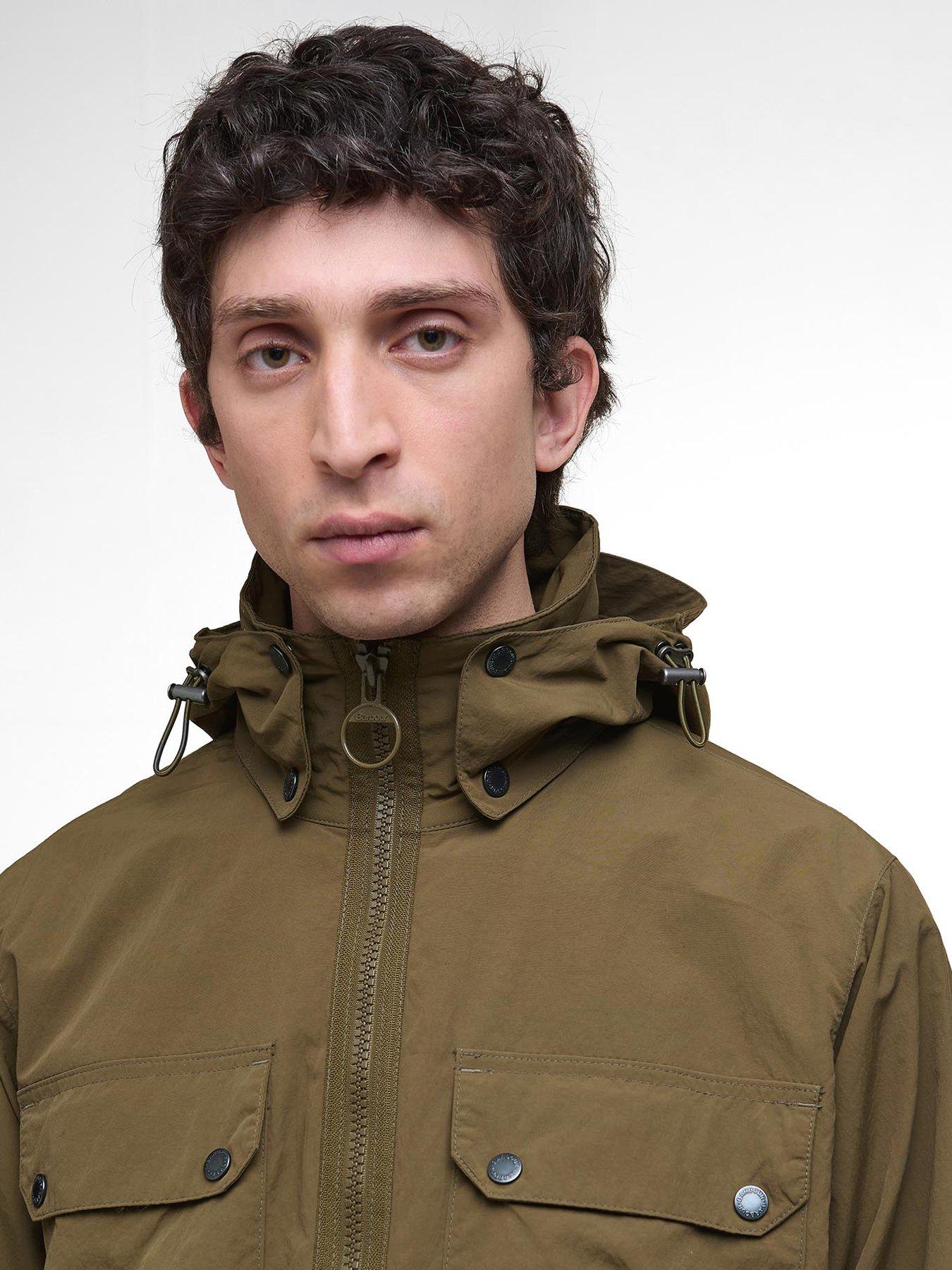  image of barbour-re-engineered-flight-bedale-hooded-showerproof-jacket-khaki