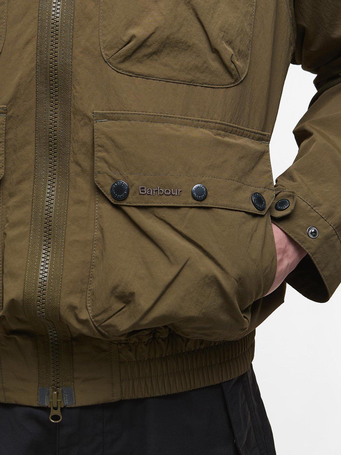  image of barbour-re-engineered-flight-bedale-hooded-showerproof-jacket-khaki