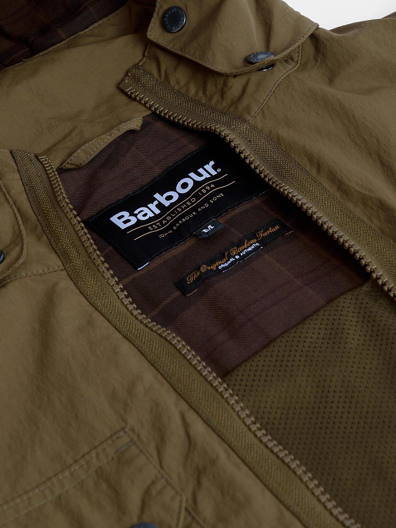  image of barbour-re-engineered-flight-bedale-hooded-showerproof-jacket-khaki