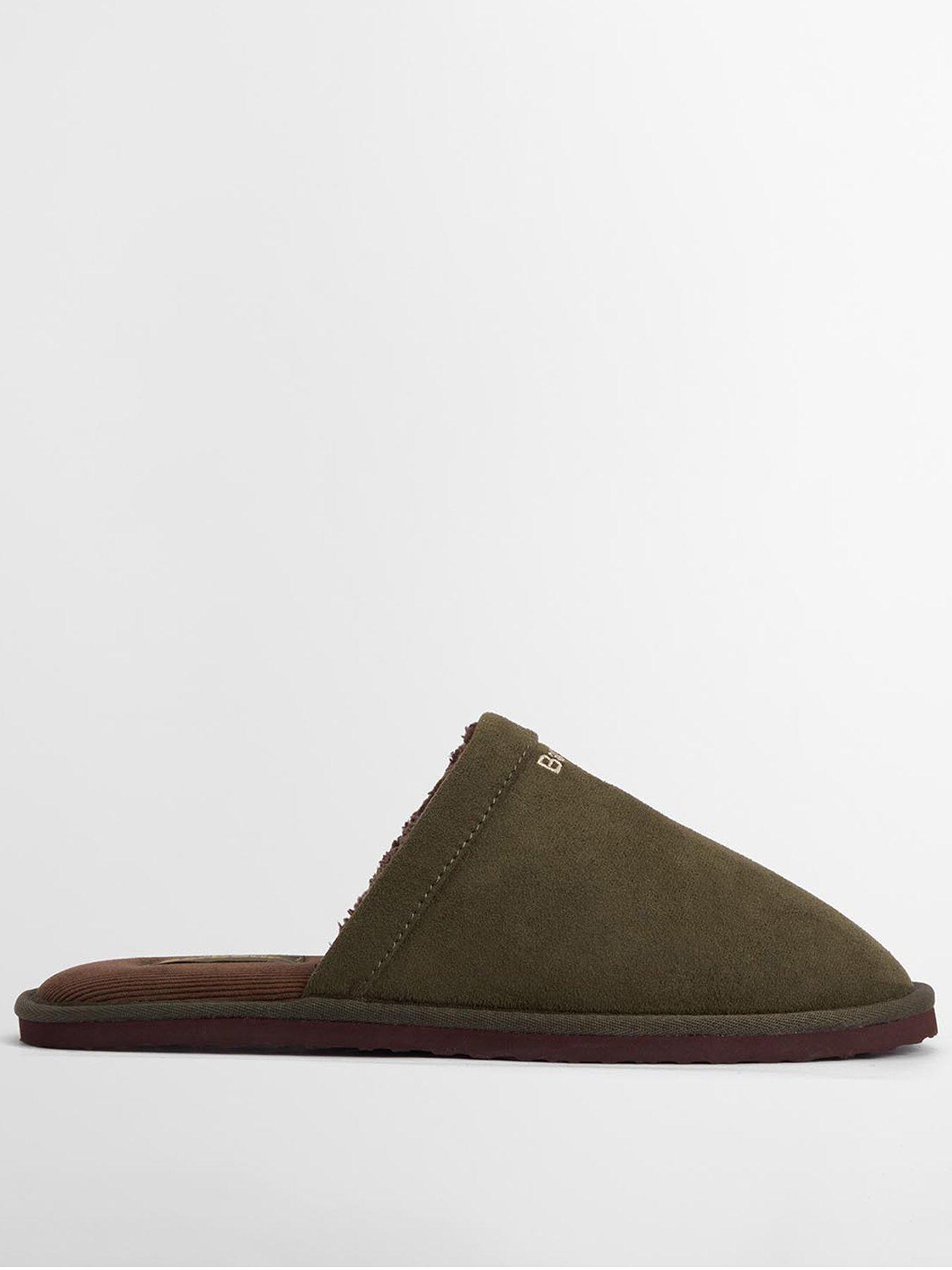 Barbour Everitt Mule Faux Suede Slippers - Green