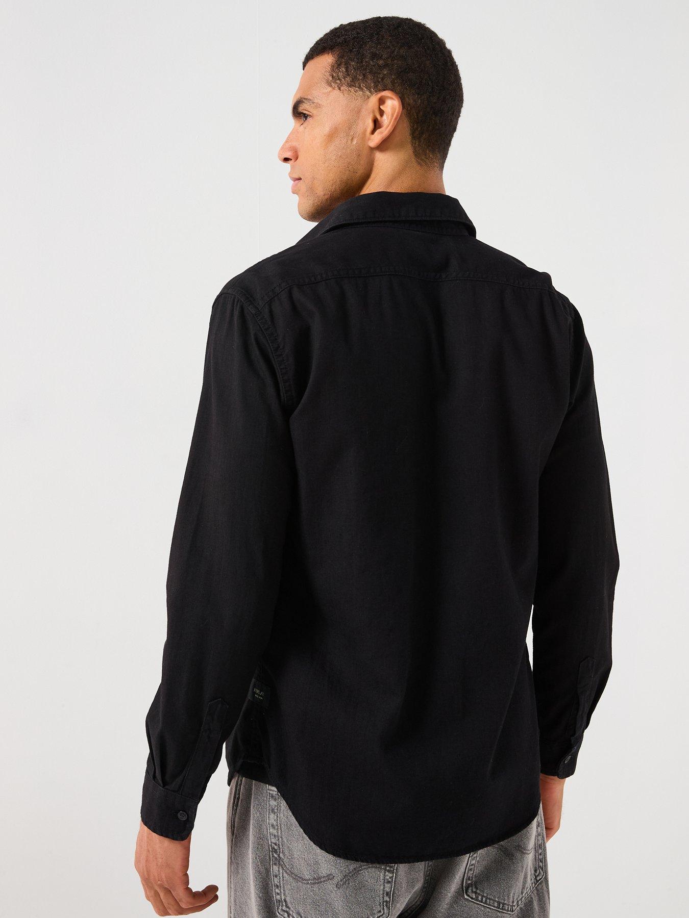 Image 2 of 6 of Replay Double Pocket Denim Shirt - Black