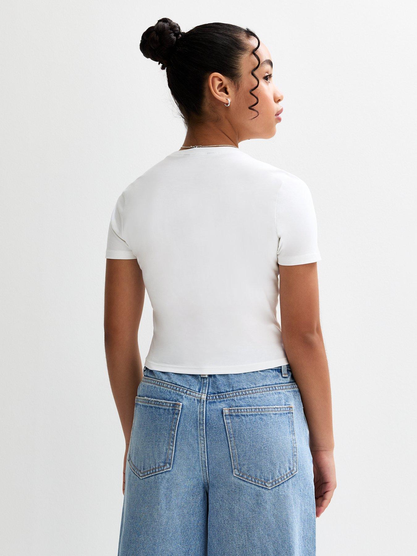 Image 2 of 4 of New Look 915 Girls Always Chill Embellished Chilli T-Shirt - White