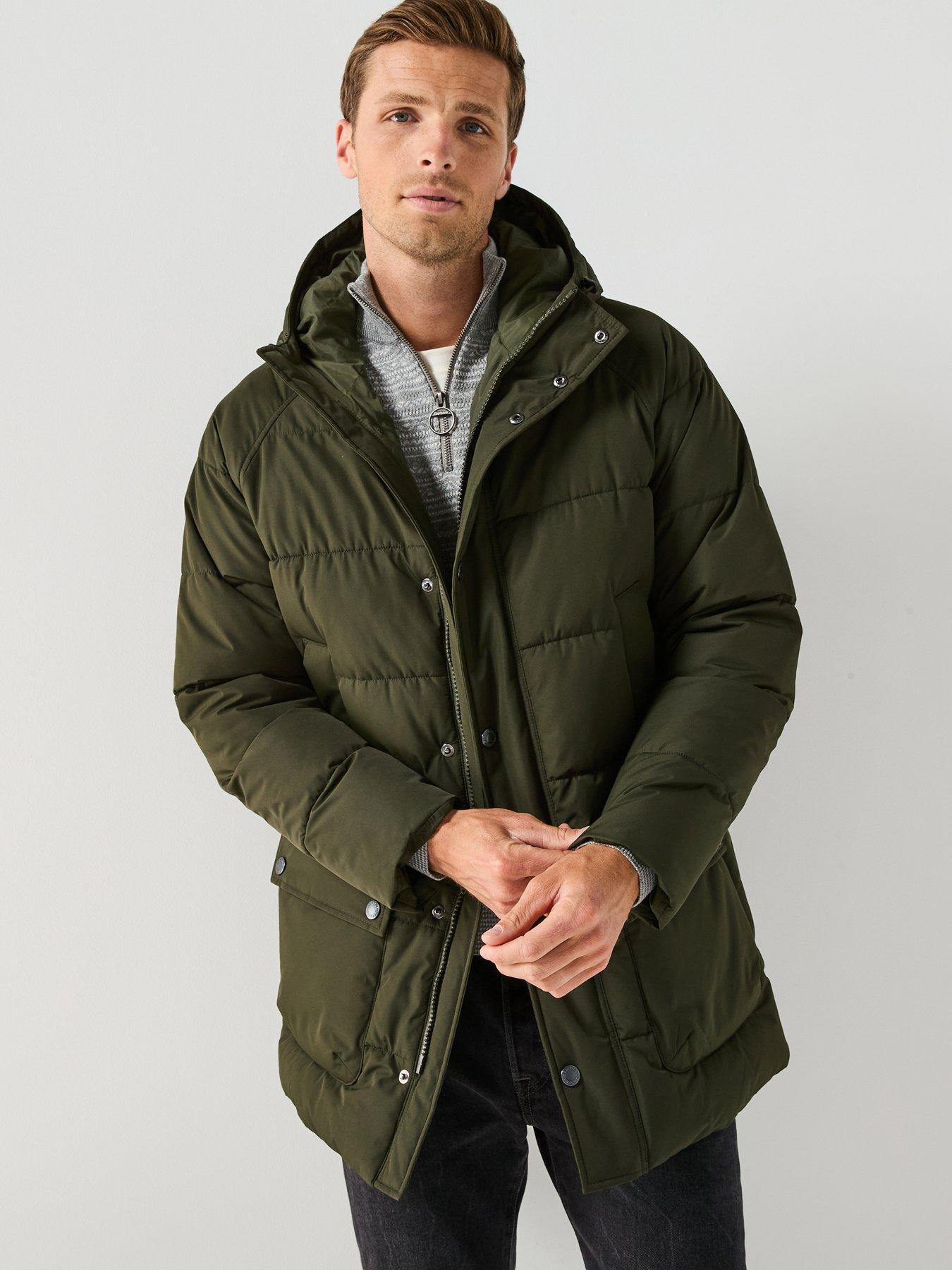 front image of barbour-hooded-bedale-padded-jacket-green