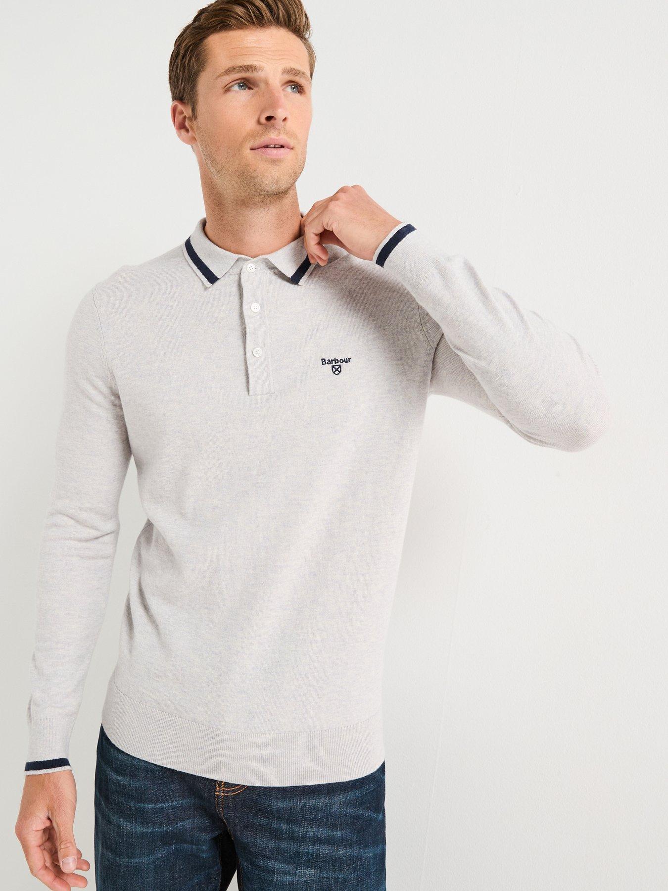 undefined Rocton Knitted Long Sleeve Polo Shirt - Grey