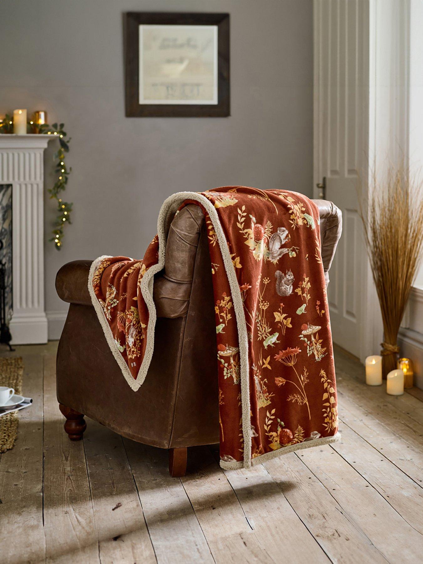 undefined Autumnal Woodland Sherpa Throw 130x170cm
