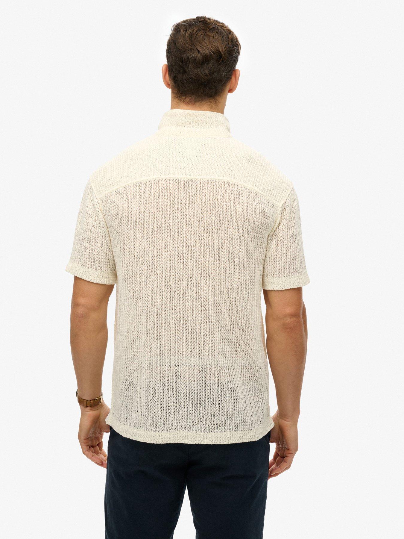 Image 2 of 5 of Superdry Knitted Texture Shirt - White