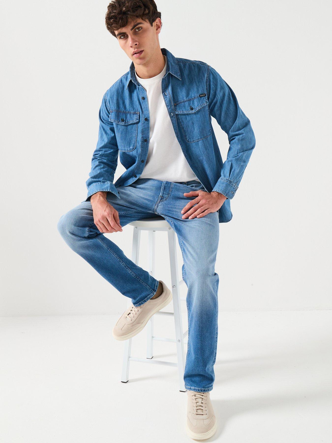  image of replay-grover-straight-fit-jeans-blue