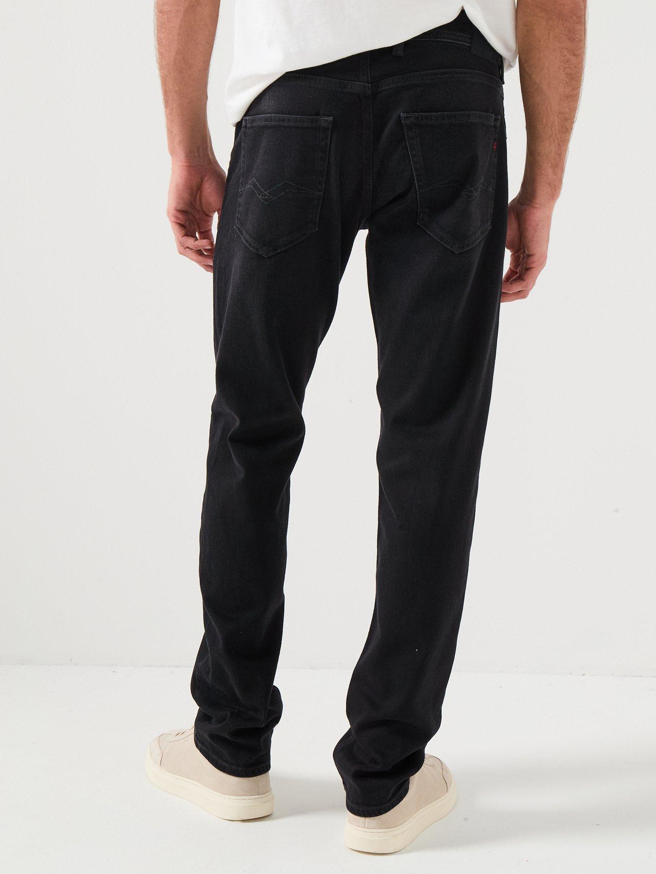  image of replay-grover-straight-fit-jeans-black