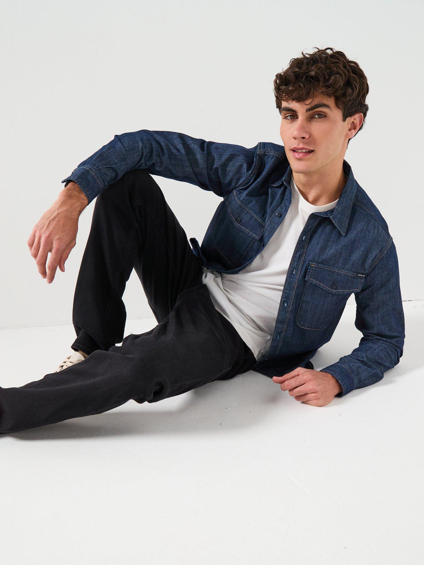  image of replay-grover-straight-fit-jeans-black