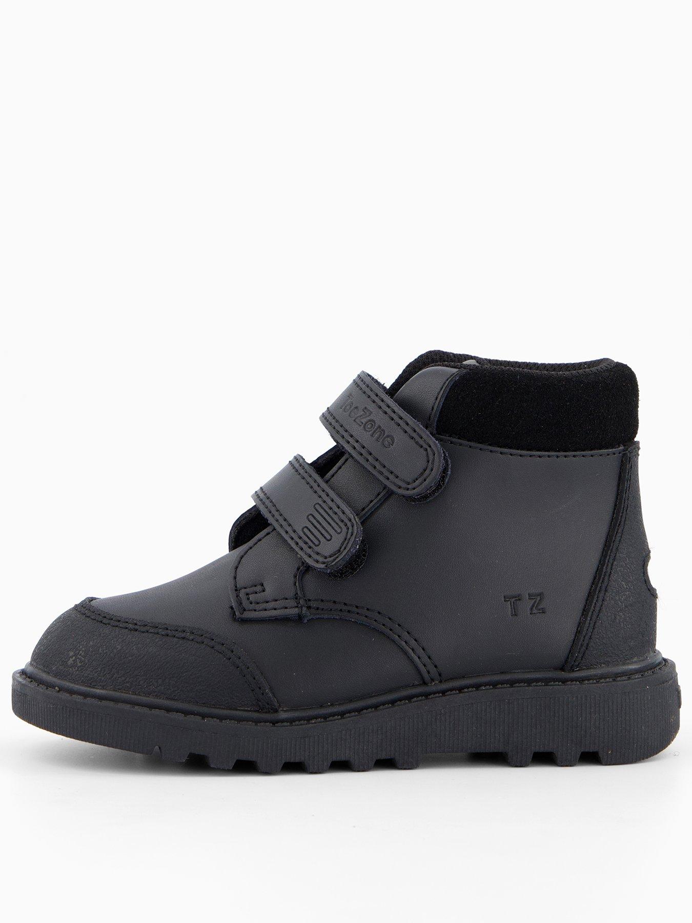 The Very Collection Toezone Boys Rip Tape Black Ankle Boots With Toe Bumper
