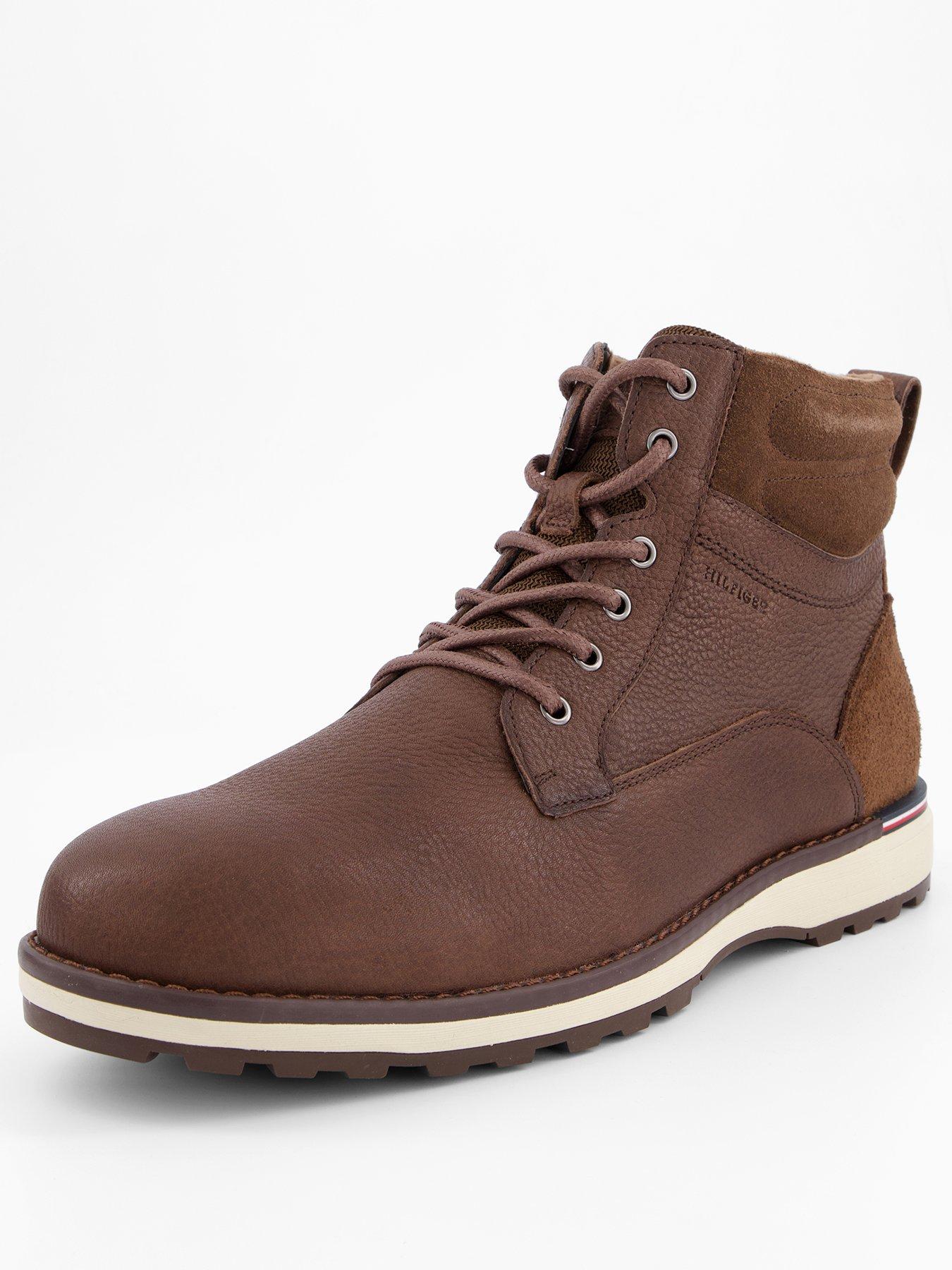  image of tommy-hilfiger-corporate-leather-lace-up-boots-brown