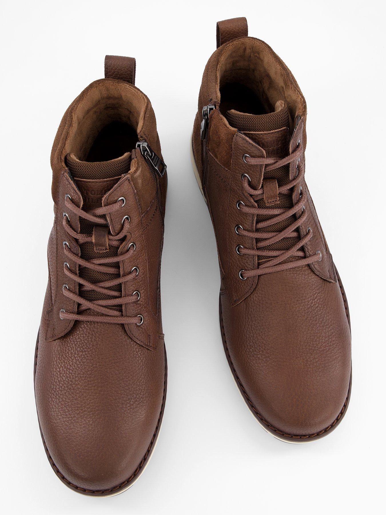  image of tommy-hilfiger-corporate-leather-lace-up-boots-brown