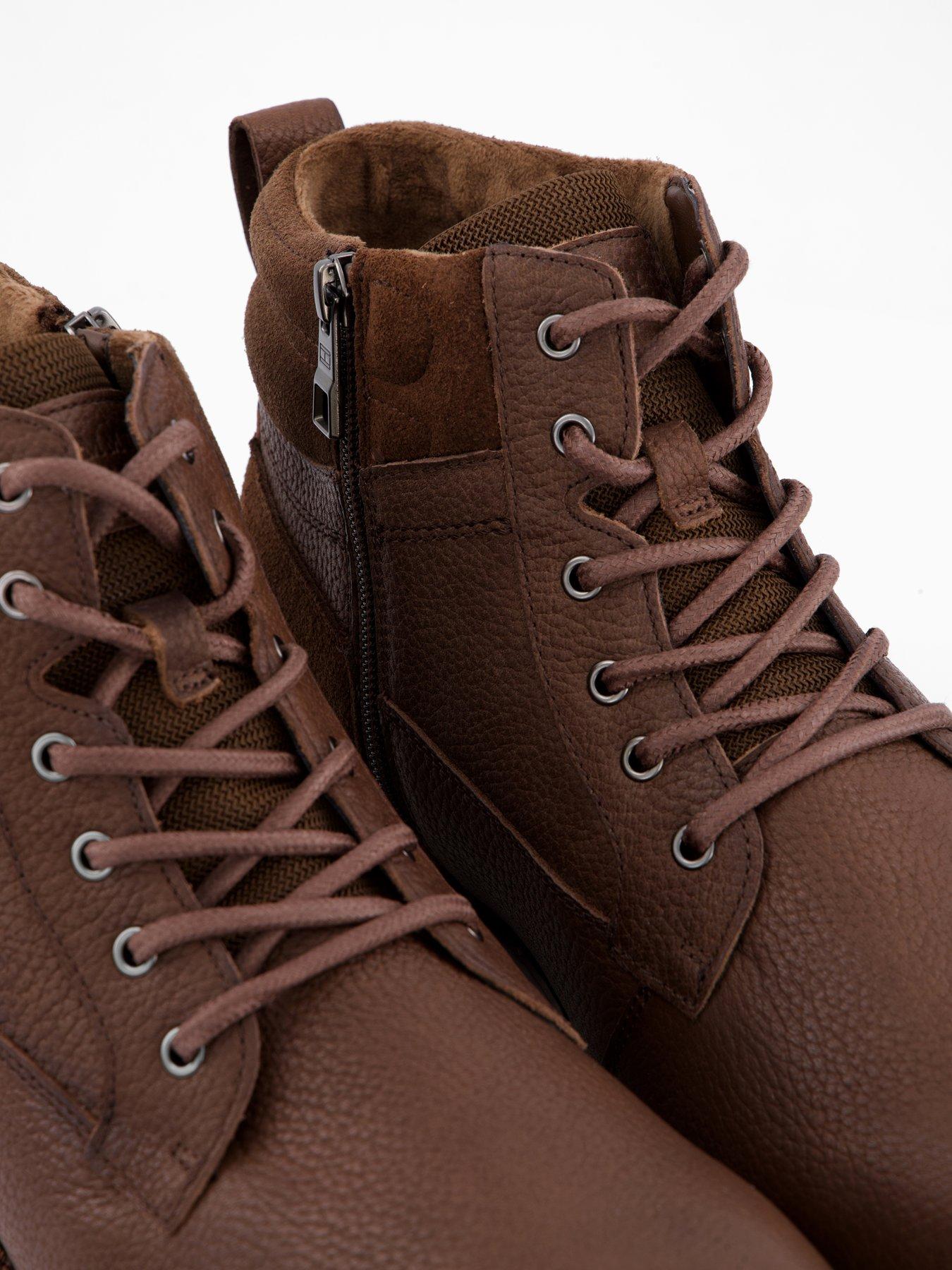  image of tommy-hilfiger-corporate-leather-lace-up-boots-brown