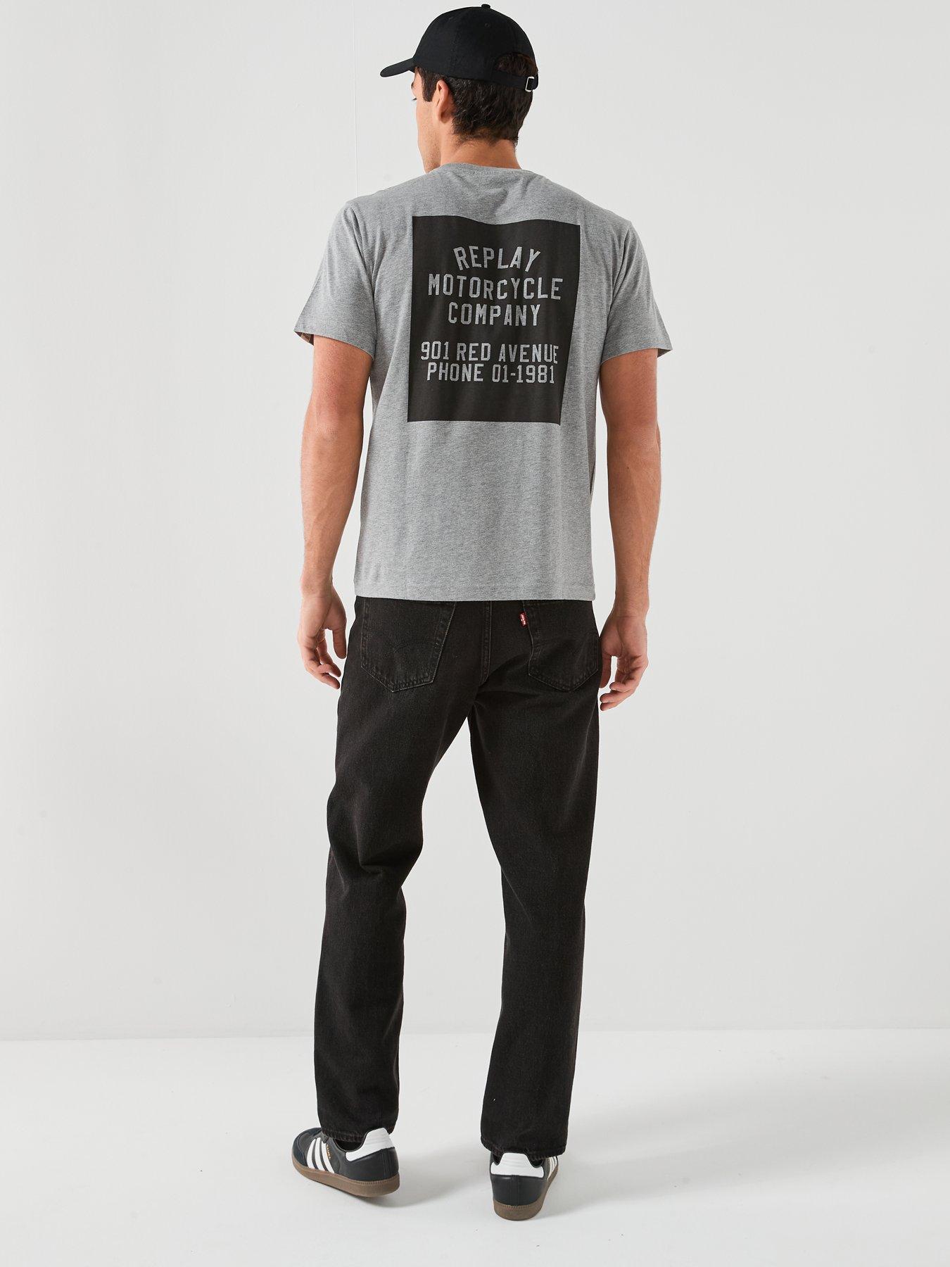  image of replay-motorcycle-company-printed-t-shirt-black