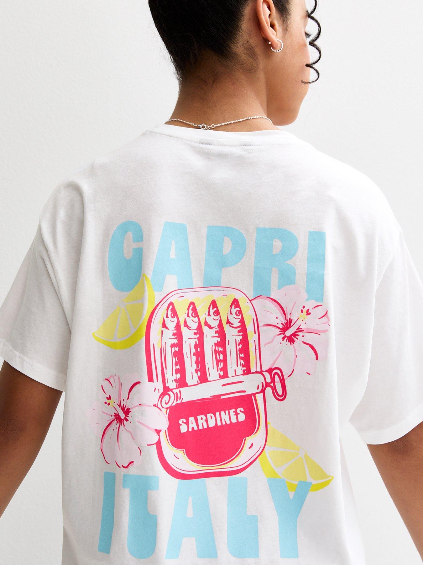 Image 4 of 5 of New Look 915 Girls Capri Sardines Print T-Shirt - White