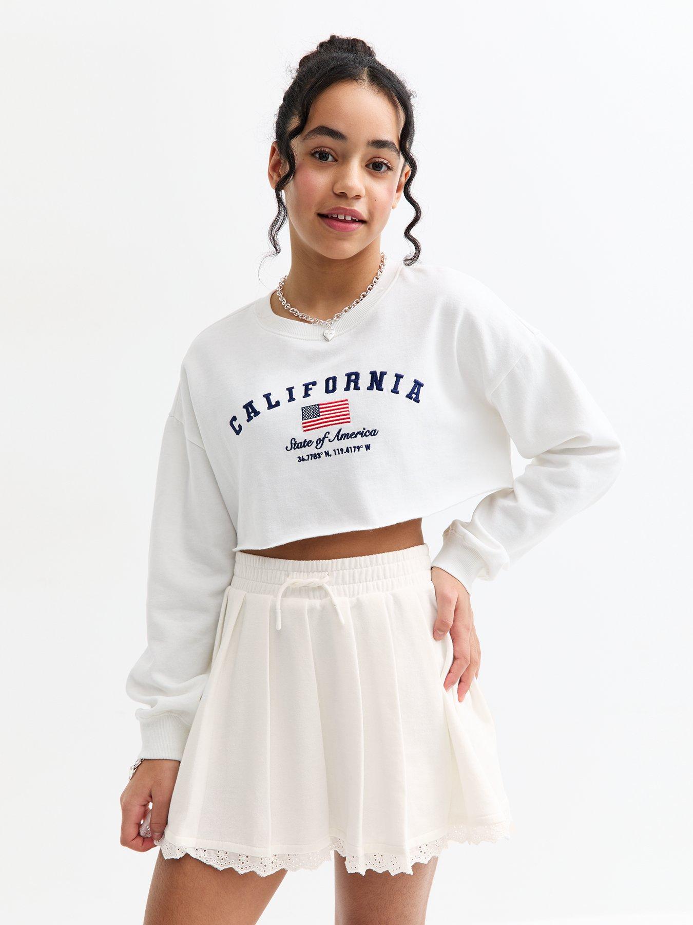 undefined Girls White Broderie Anglaise Trim Skort