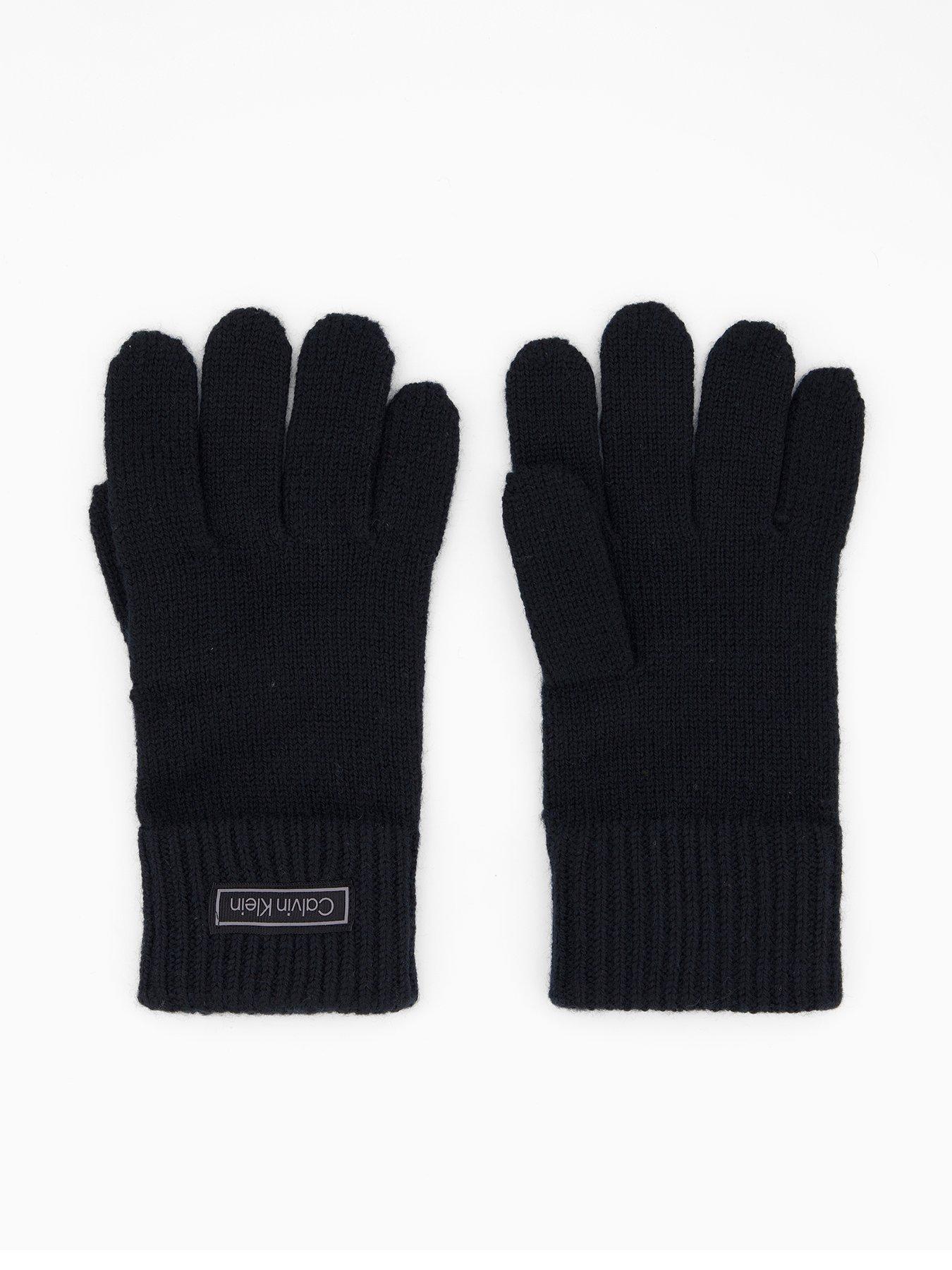 Image 1 of 4 of Calvin Klein Patch Wool Knitted Gloves - Black