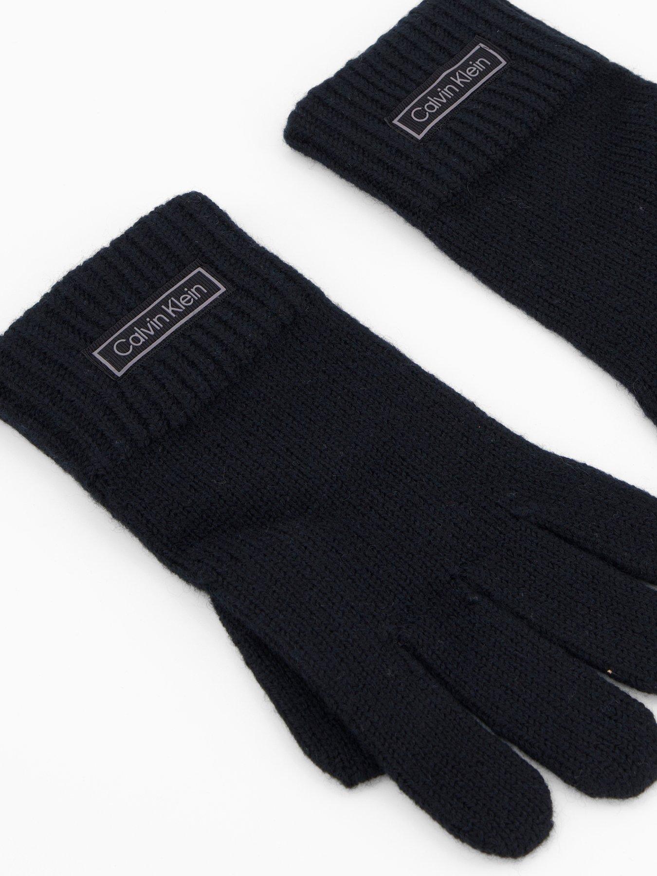 Image 2 of 4 of Calvin Klein Patch Wool Knitted Gloves - Black