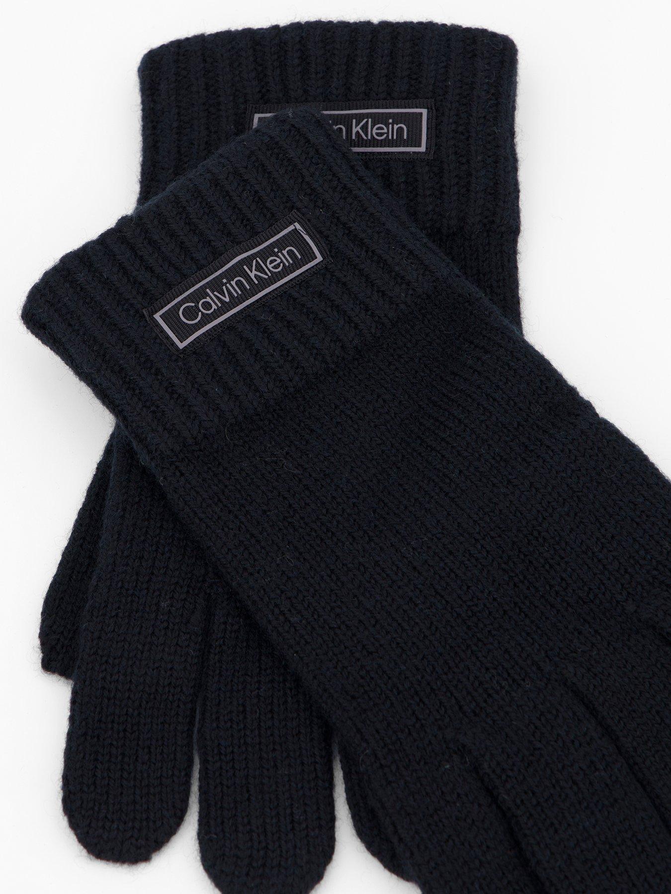 Image 3 of 4 of Calvin Klein Patch Wool Knitted Gloves - Black