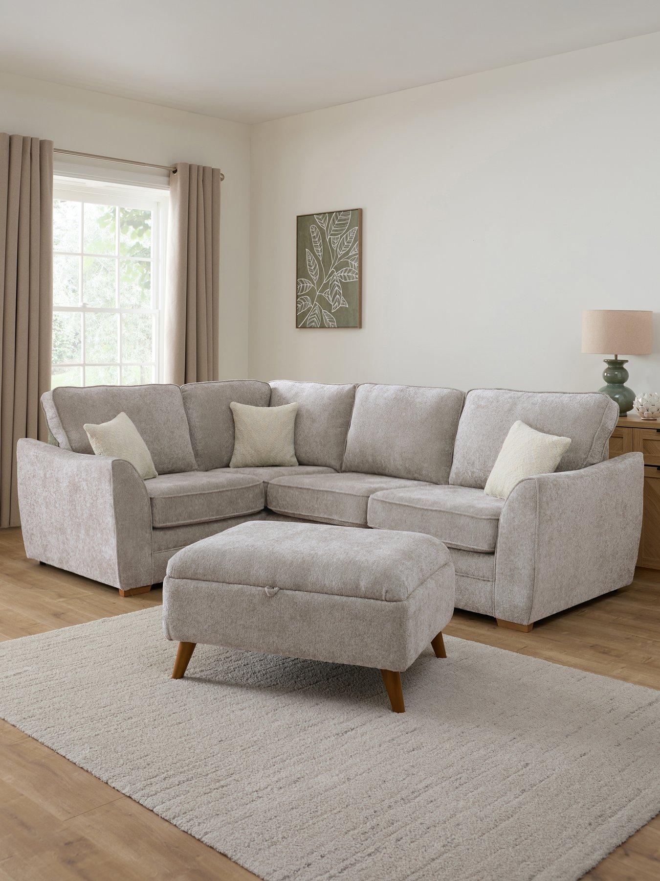 The Very Collection Trinity Fabric Left Hand Double Arm Corner Group Sofa with Storage Footstool - Made to Order in the UK