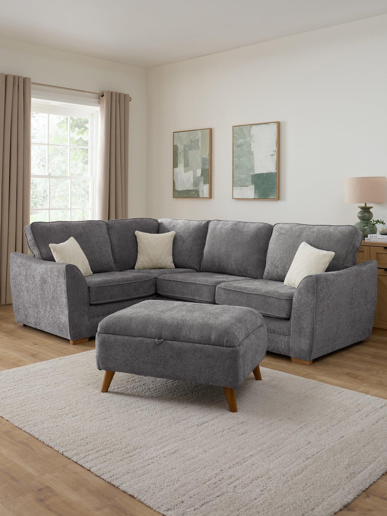 The Very Collection Trinity Fabric Left Hand Double Arm Corner Group Sofa with Storage Footstool - Made to Order in the UK