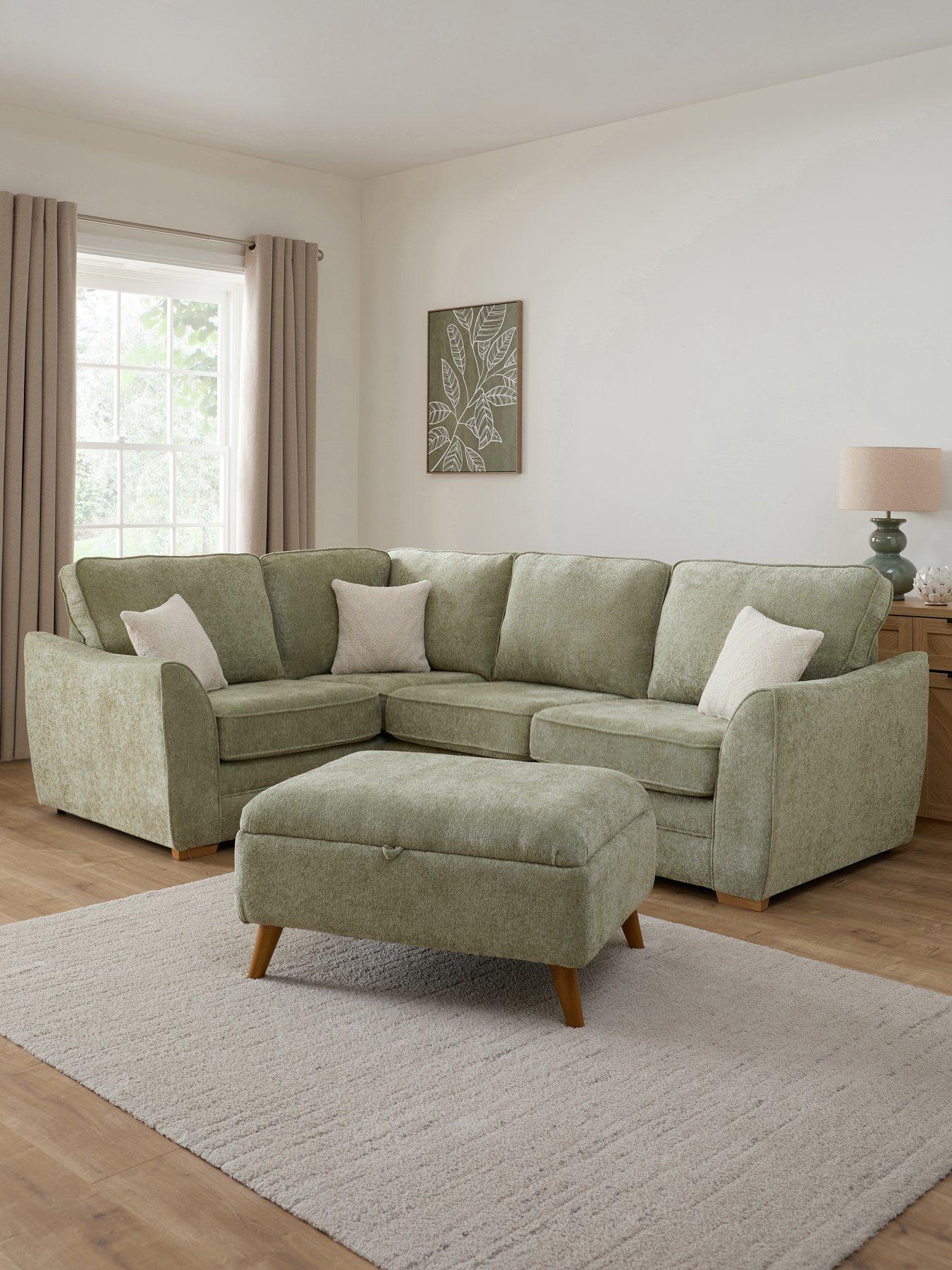 The Very Collection Trinity Fabric Left Hand Double Arm Corner Group Sofa with Storage Footstool - Made to Order in the UK