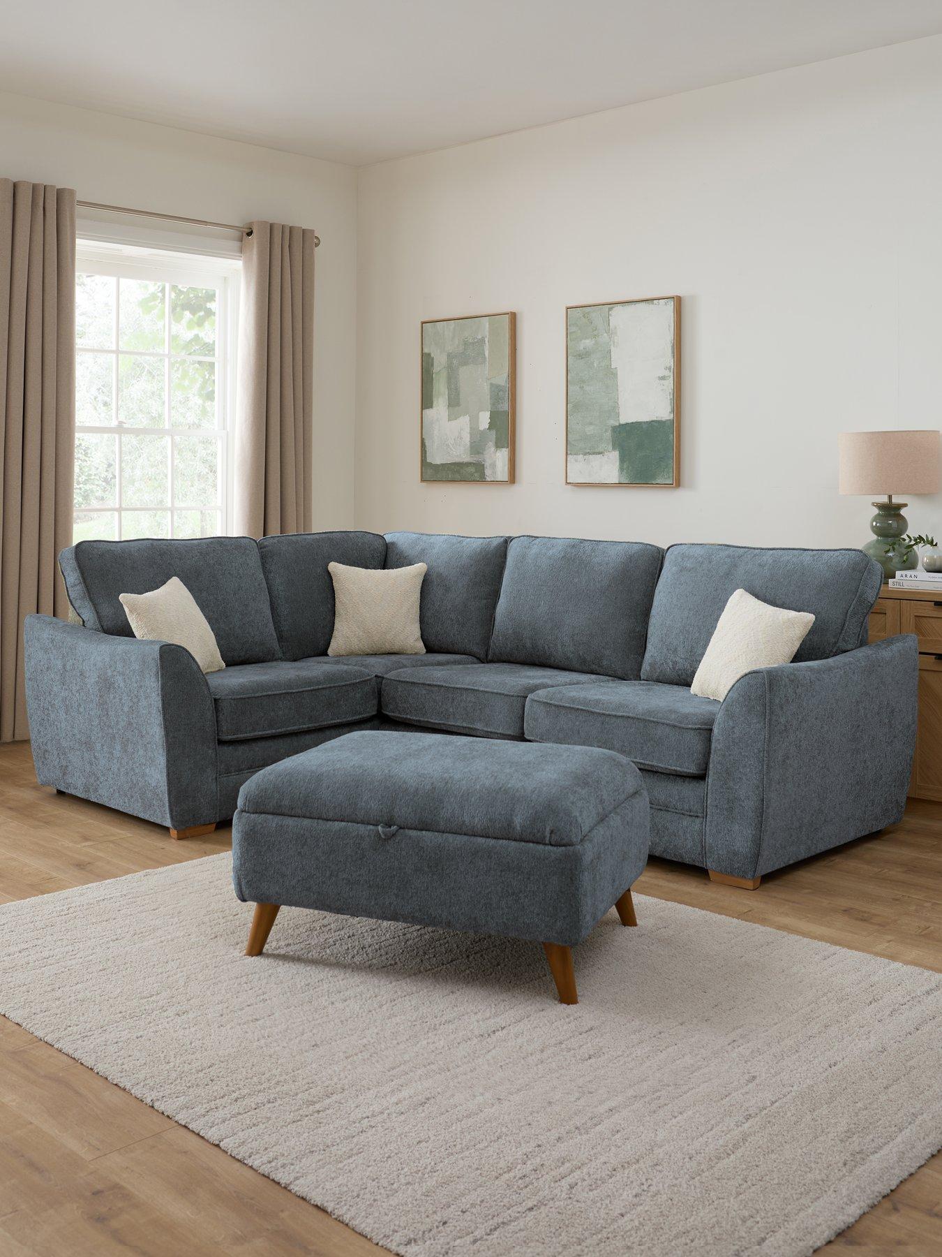 The Very Collection Trinity Fabric Left Hand Double Arm Corner Group Sofa with Storage Footstool - Made to Order in the UK
