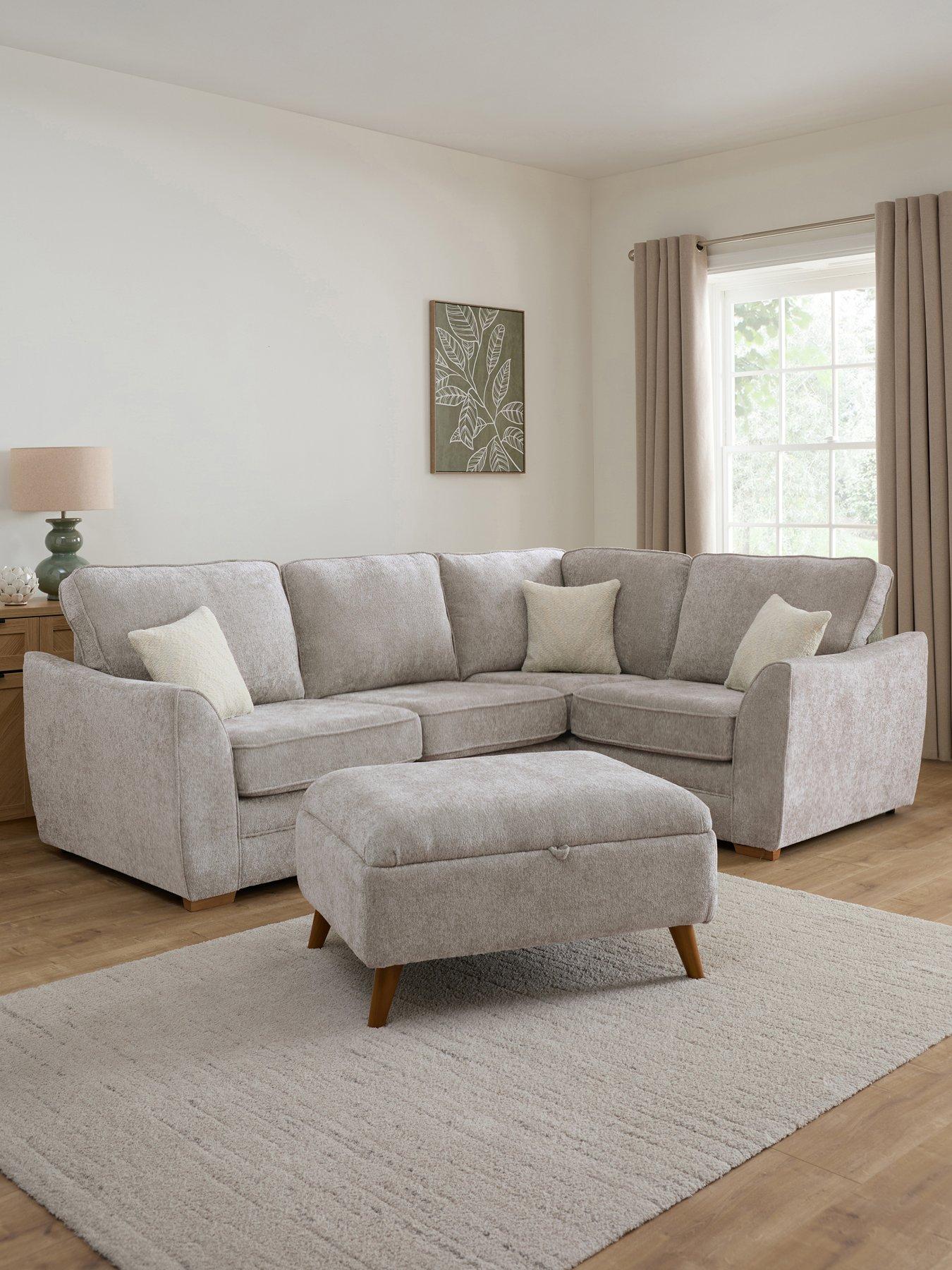 The Very Collection Trinity Fabric Right Hand Double Arm Corner Group Sofa with Storage Footstool - Made to Order in the UK