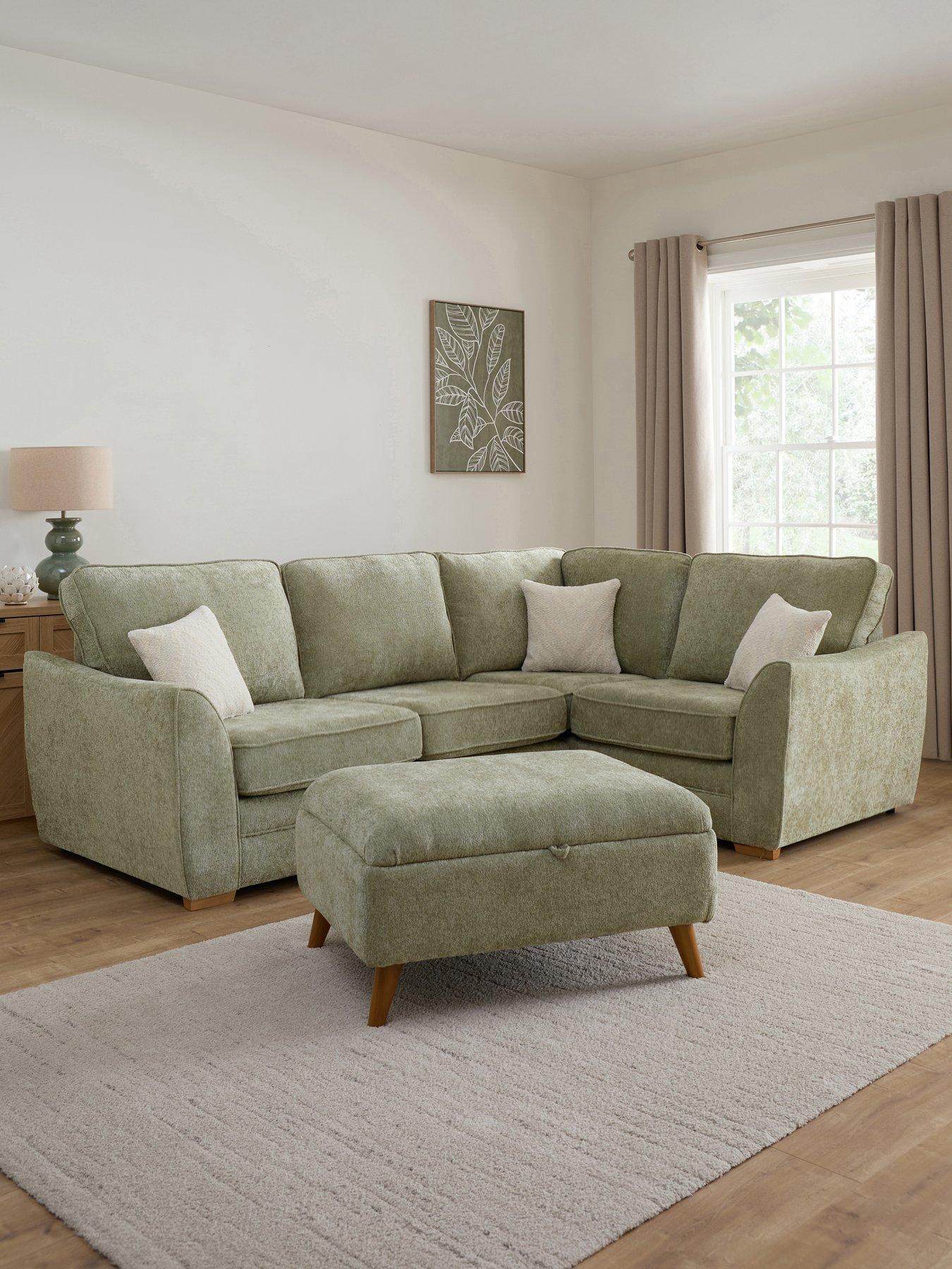 The Very Collection Trinity Fabric Right Hand Double Arm Corner Group Sofa with Storage Footstool - Made to Order in the UK