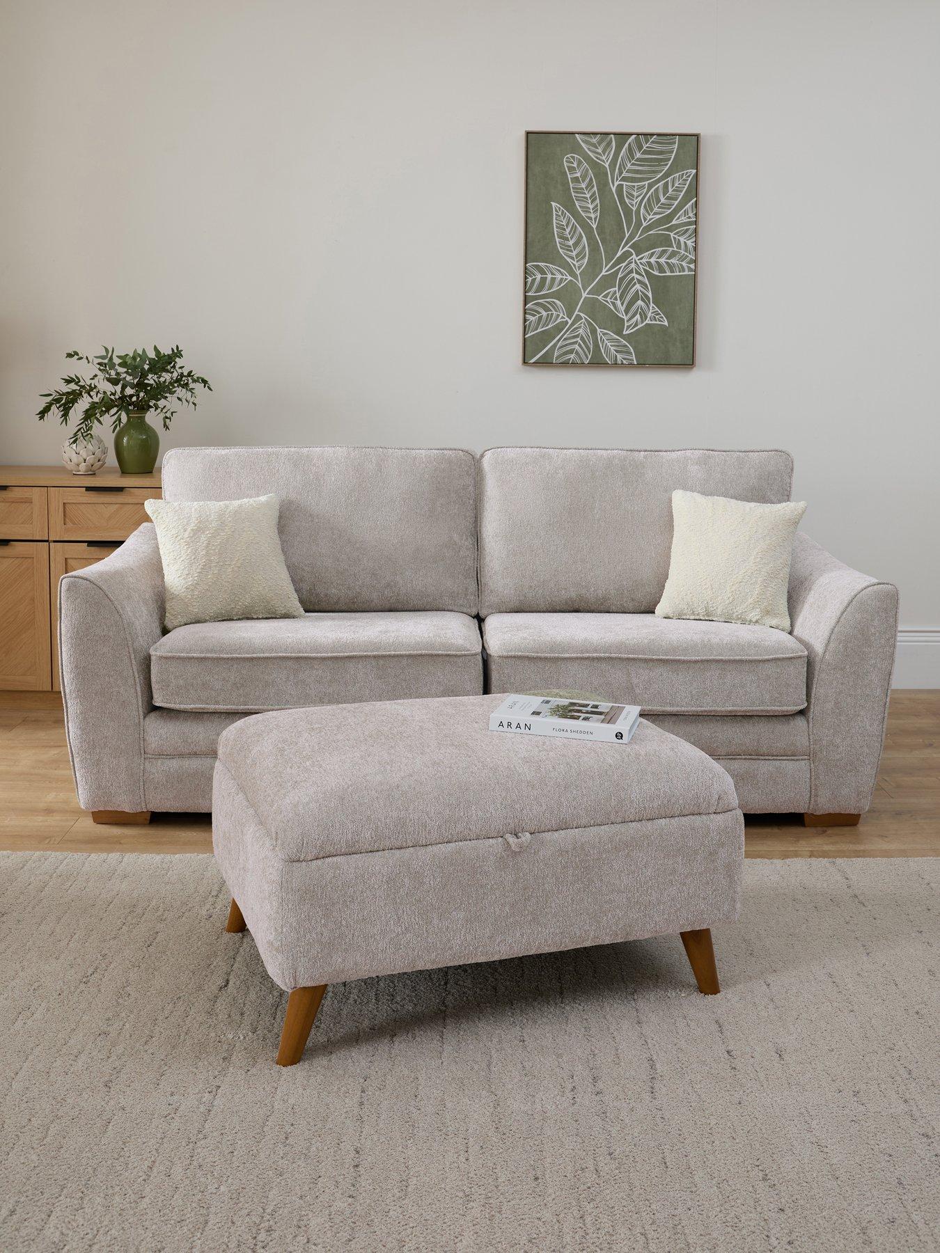 The Very Collection Trinity Fabric 3 Seater Sofa with Storage Footstool - Made to Order in the UK