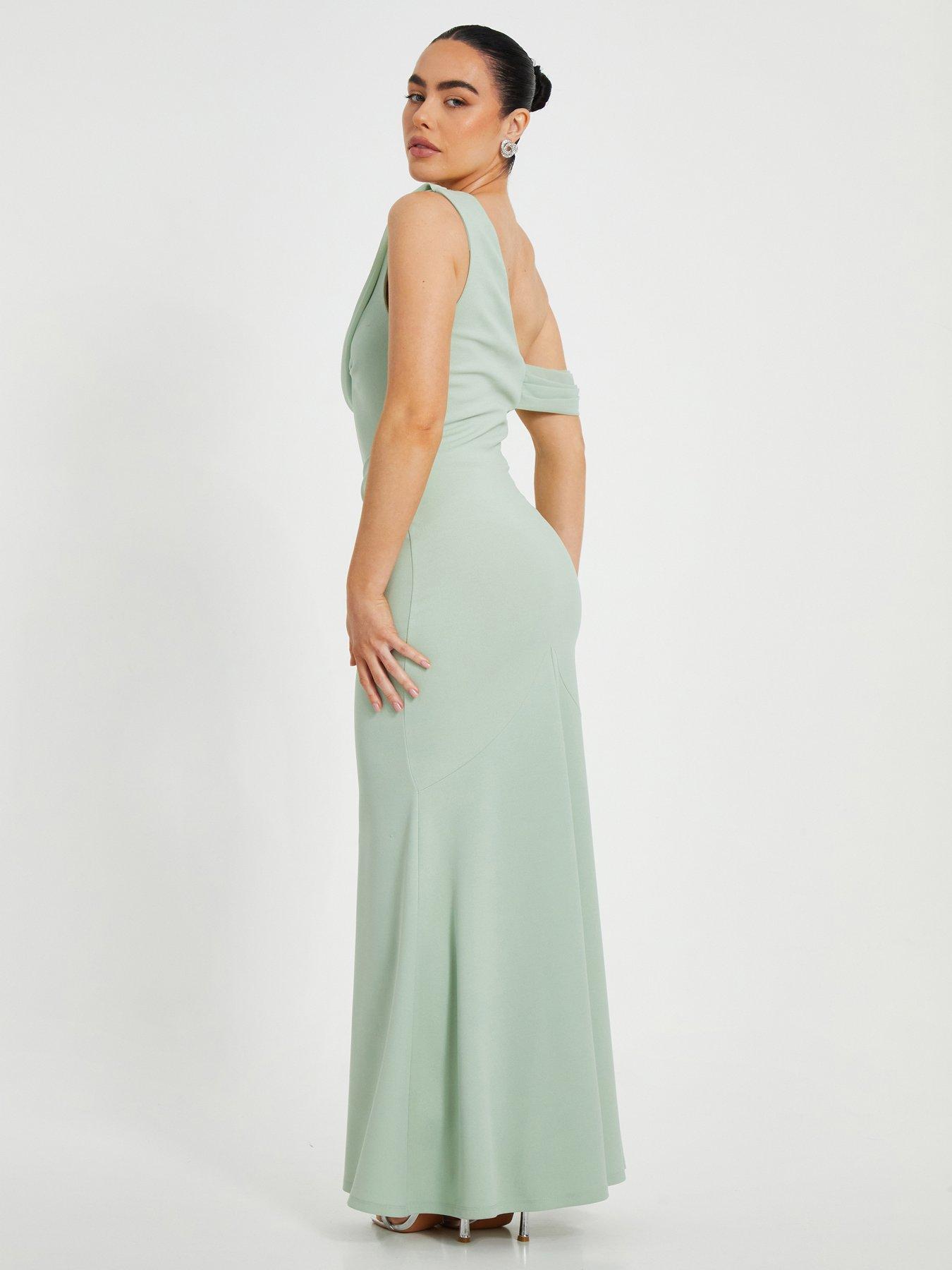 Image 2 of 6 of Quiz Petite Pale Blue Floral Ruched Maxi Dress