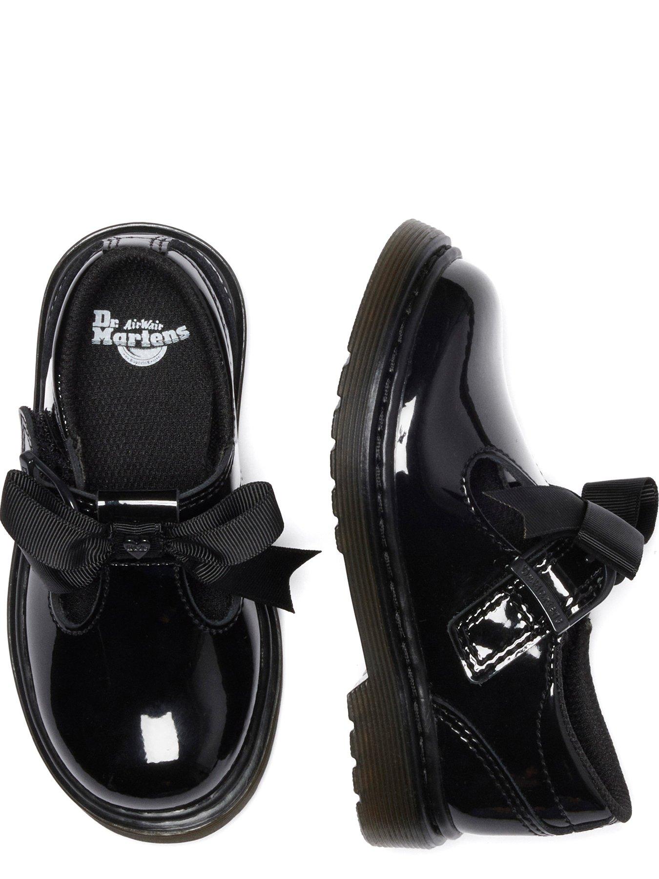 Dr Martens Toddler Polley II Bow T Bar Leather Patent Shoes