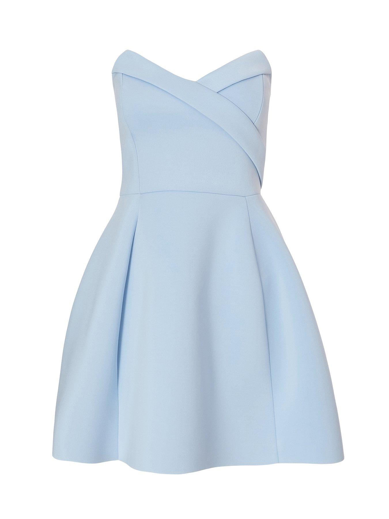  image of quiz-pale-blue-wrap-front-mini-dress