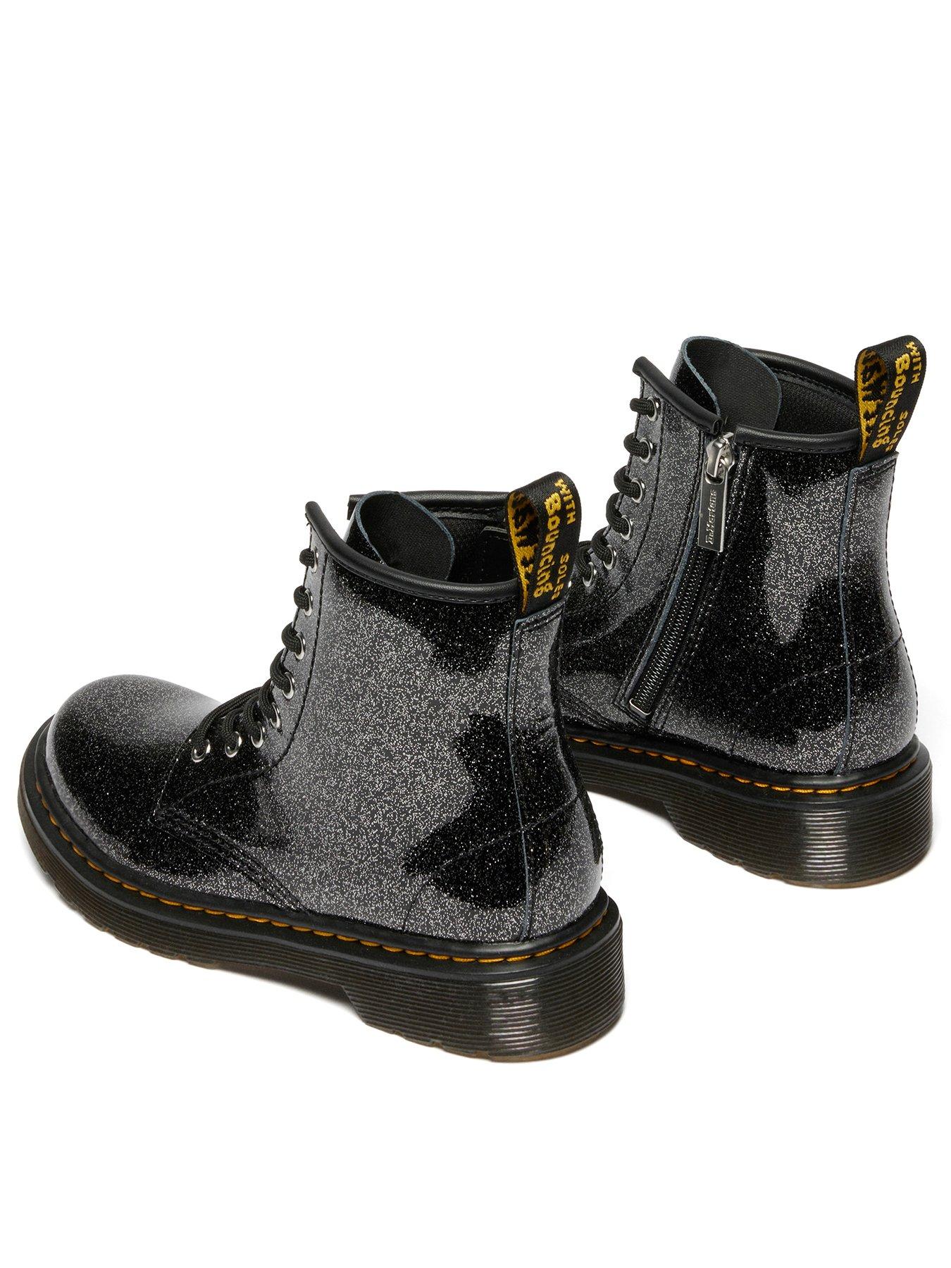 Image 3 of 6 of Dr Martens Junior 1460 Glitter 8 Eye Junior Lace up Boot with Side Zip &nbsp;- Black