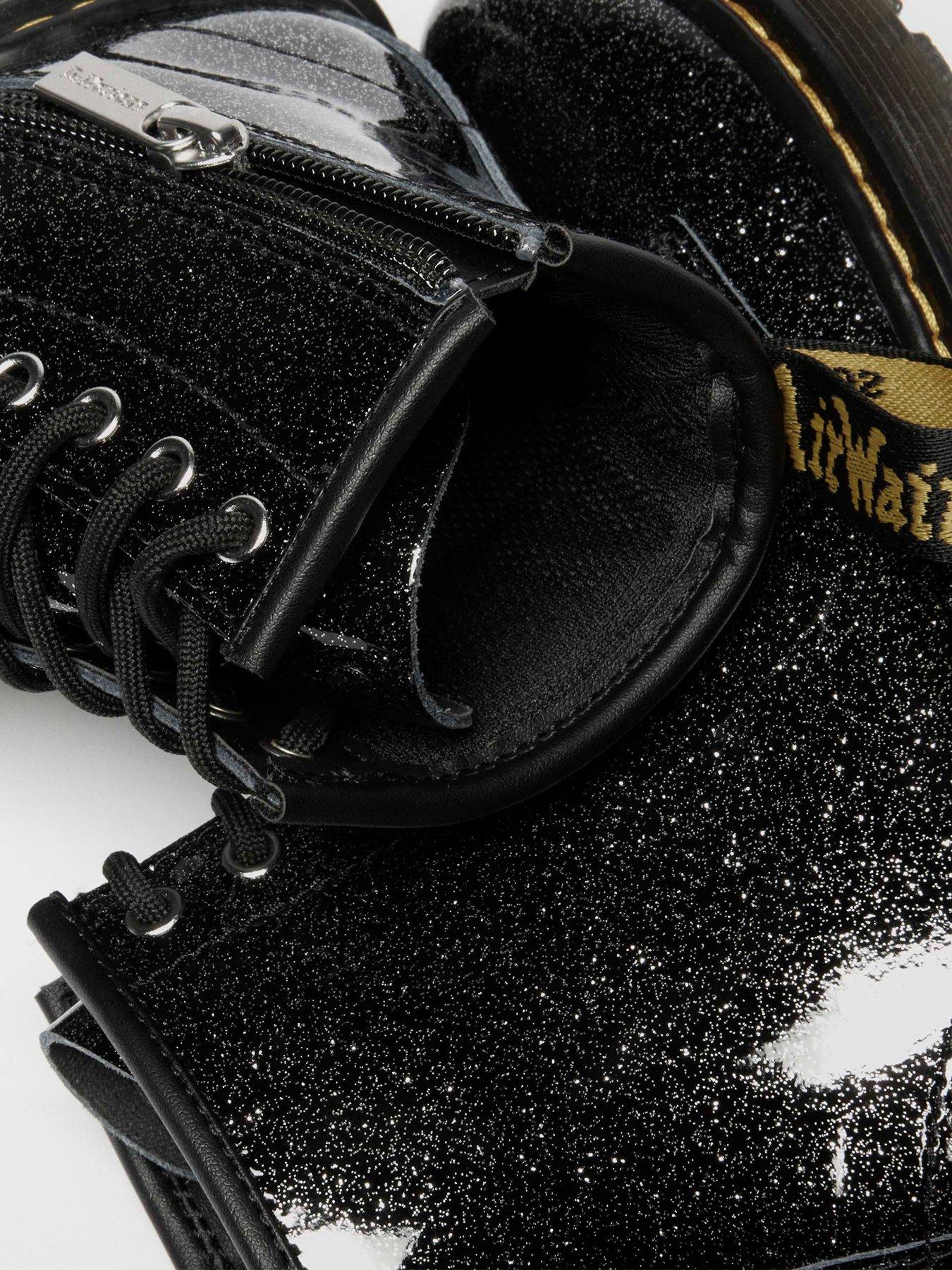 Image 6 of 6 of Dr Martens Junior 1460 Glitter 8 Eye Junior Lace up Boot with Side Zip &nbsp;- Black