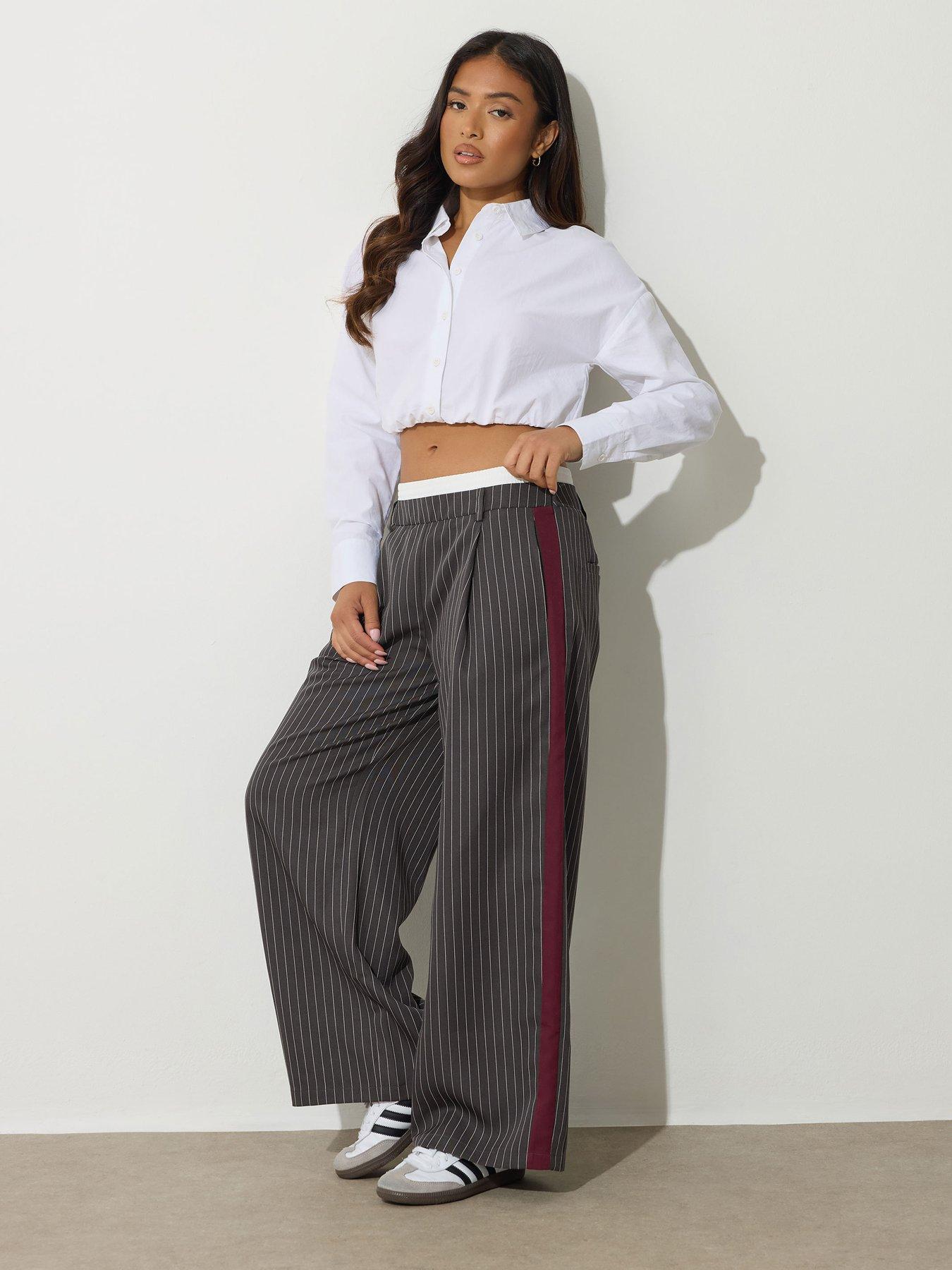 undefined Petite Boxer Side Stripe Trouser - Grey