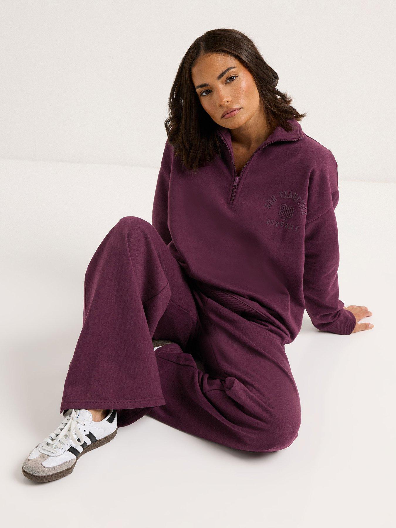 Image 1 of 4 of PixieGirl Petite San Francisco Zip Sweatshirt - Burgundy Red