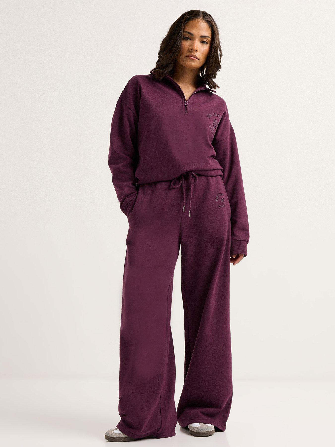 Image 3 of 4 of PixieGirl Petite San Francisco Zip Sweatshirt - Burgundy Red