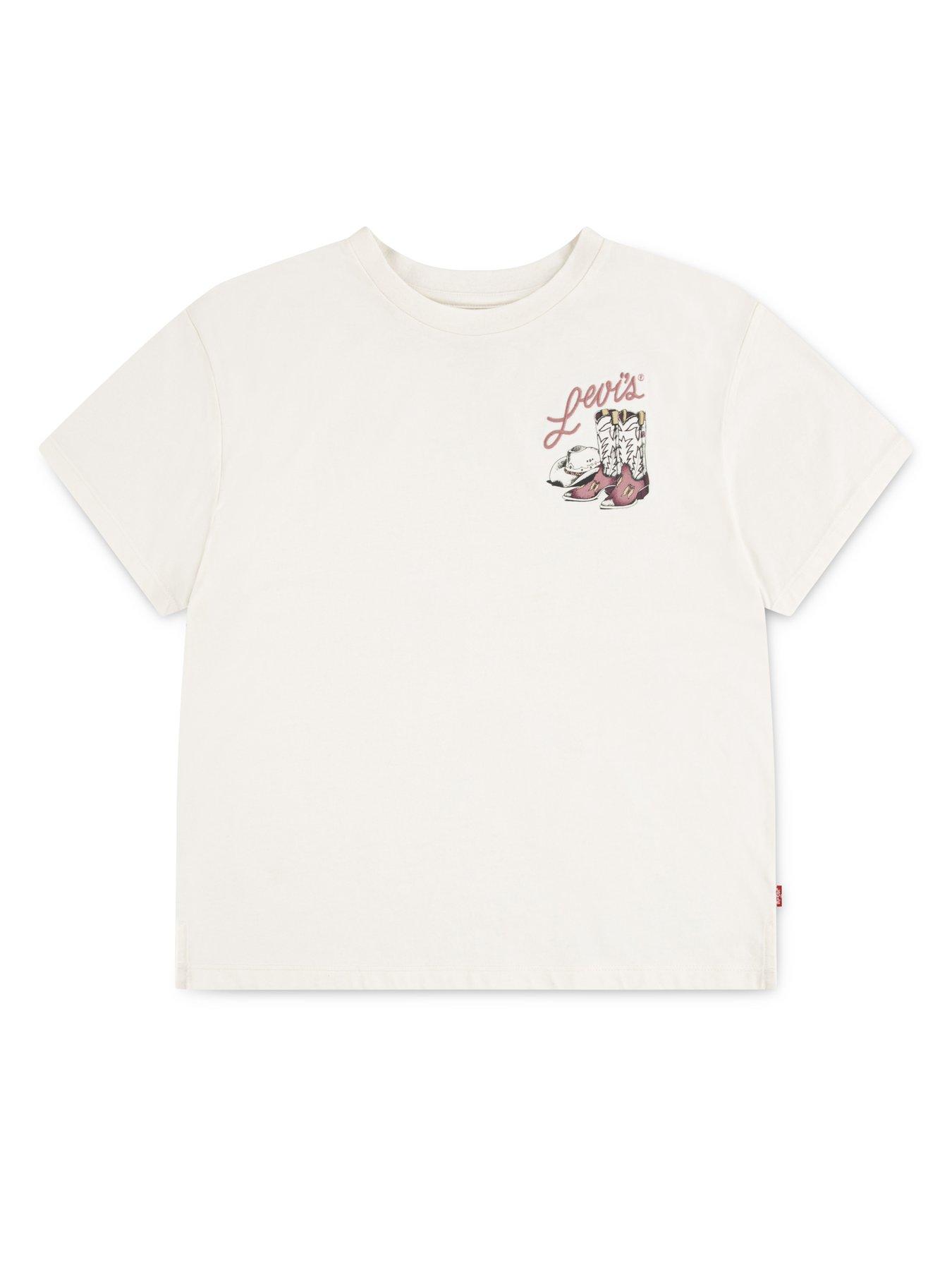 undefined Girls Western Oversize Short Sleeve T-Shirt - Off White