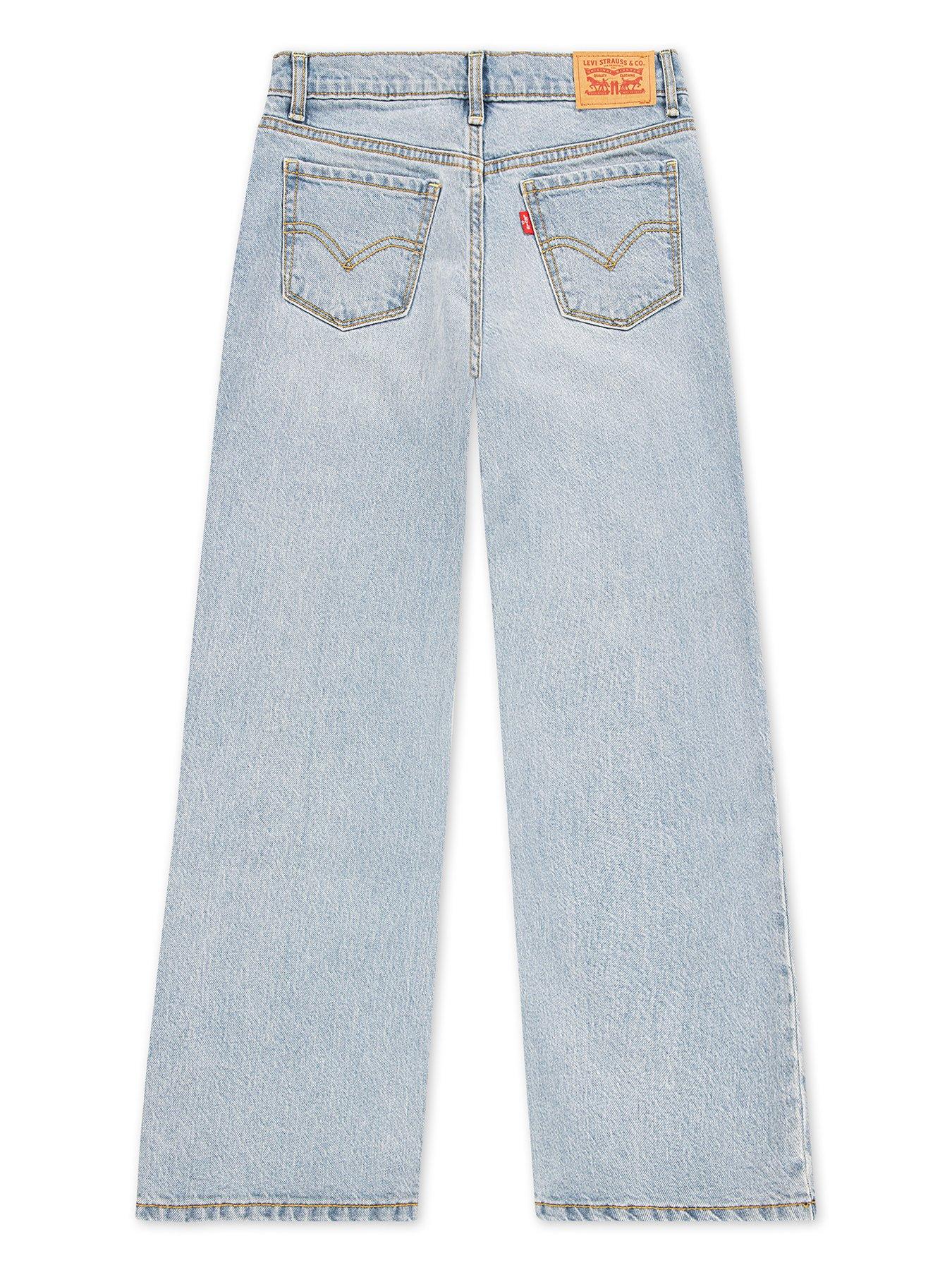 Image 2 of 4 of Levi's Girls Wide Leg Jeans W/Destruction - Blue